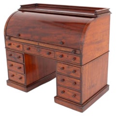 Period Victorian Cylinder Desk Roll Top Mahogany 1860