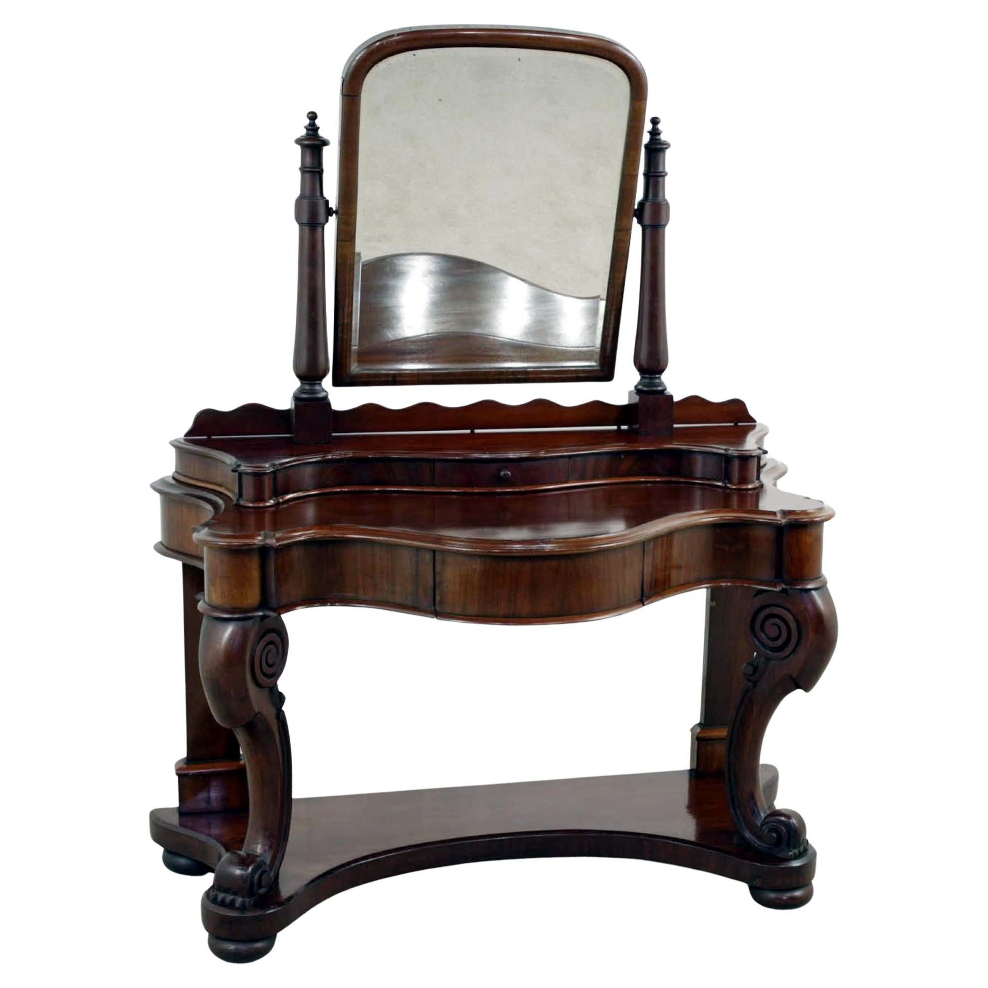 Period Victorian Dressing Table Mahogany Mirror Server 1880