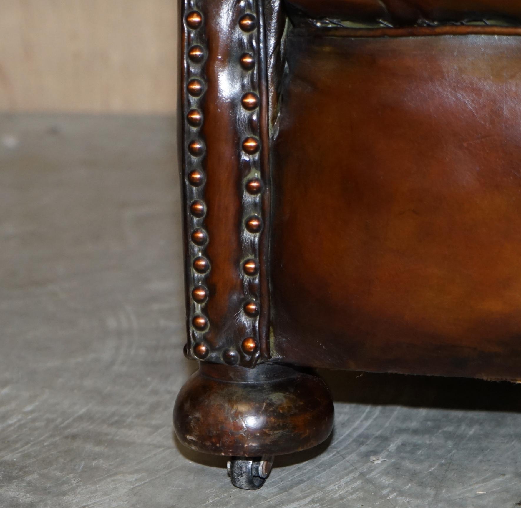 Period Victorian Fully Restored Chesterfield Club Armchair Whisky Brown Leather 4