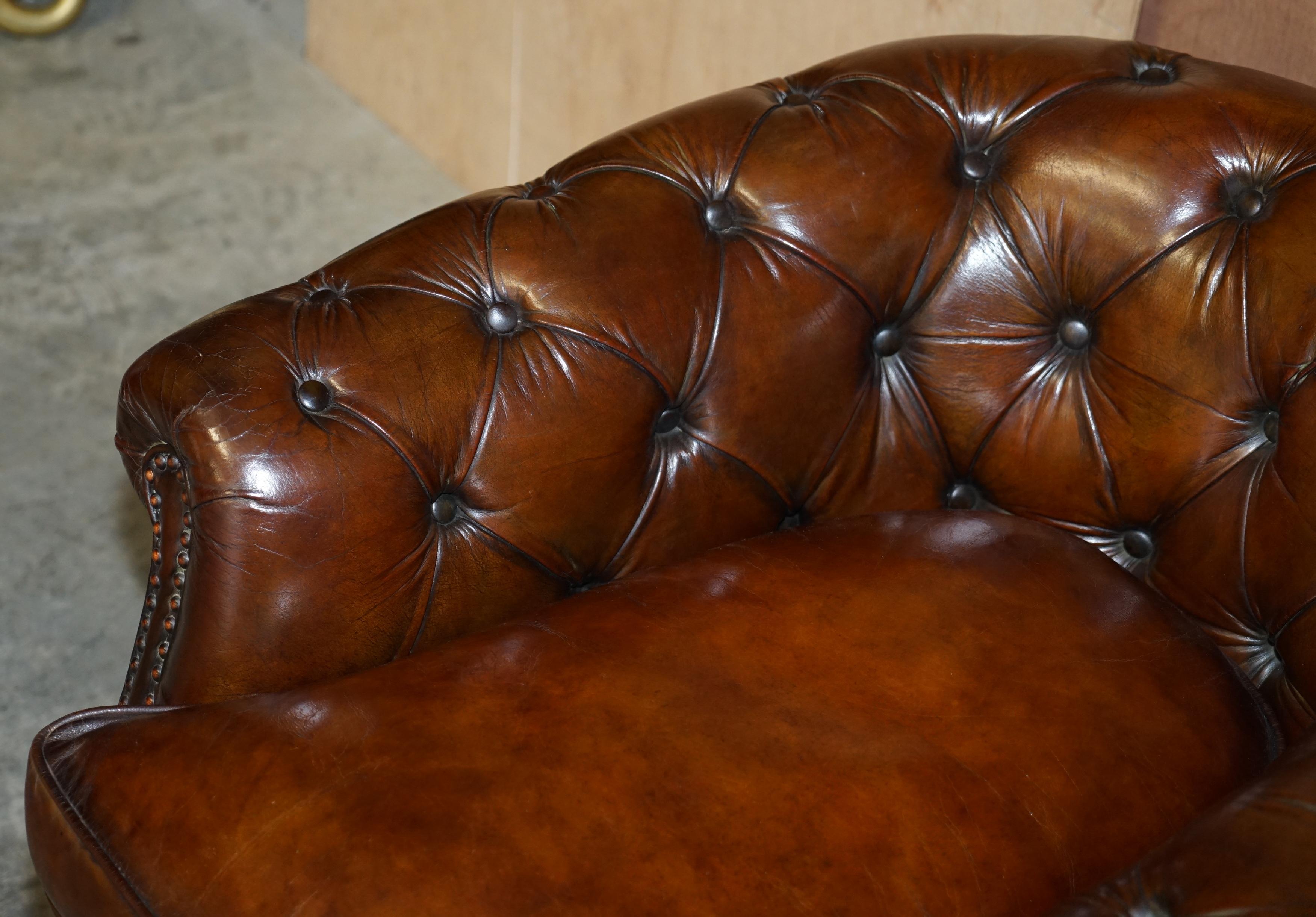 Late Victorian Period Victorian Fully Restored Chesterfield Club Armchair Whisky Brown Leather