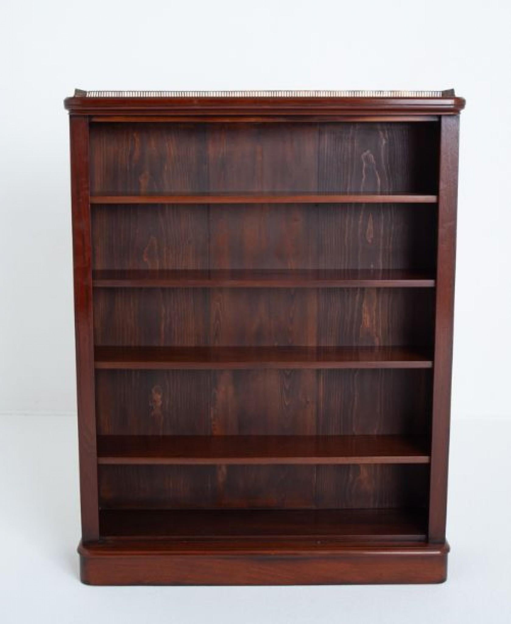 Librería abierta de época victoriana de caoba antigua 1860 Caoba