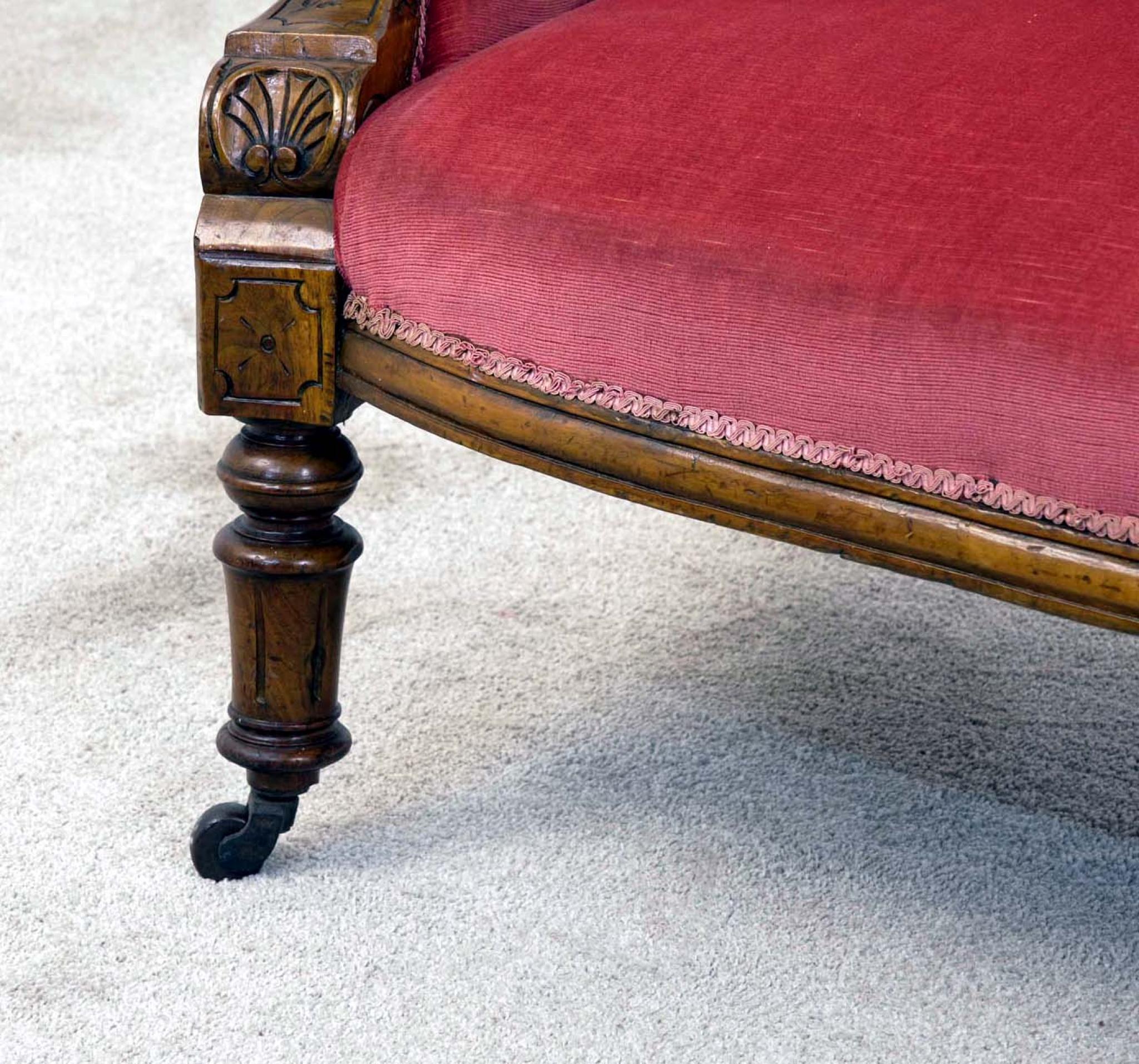 Period Victorian Settee Walnut Couch 1880 For Sale 6