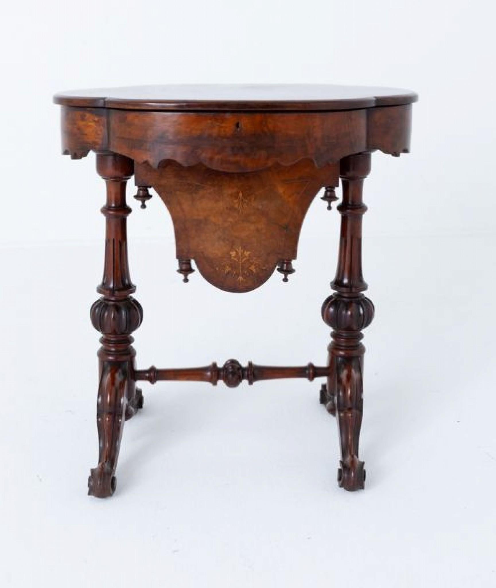 Tavolo da cucito d'epoca vittoriana in radica di noce 1860 in vendita 2