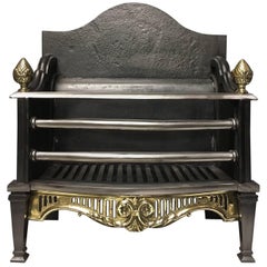 Vintage Period Victorian Style Cast Iron and Brass Fire Basket Grate