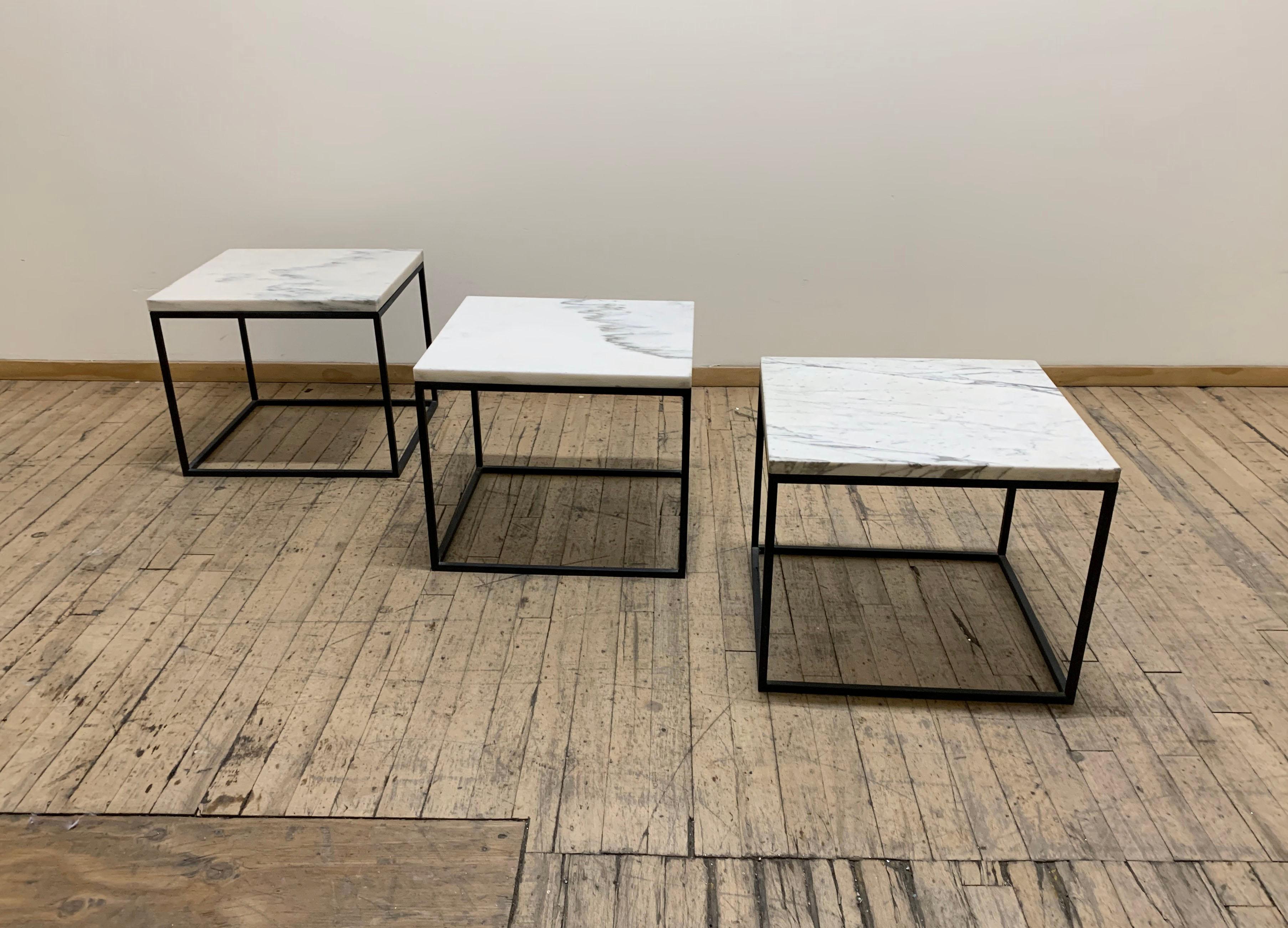 American Vintage Mid Century Designer Open Frame Marble Tables For Sale