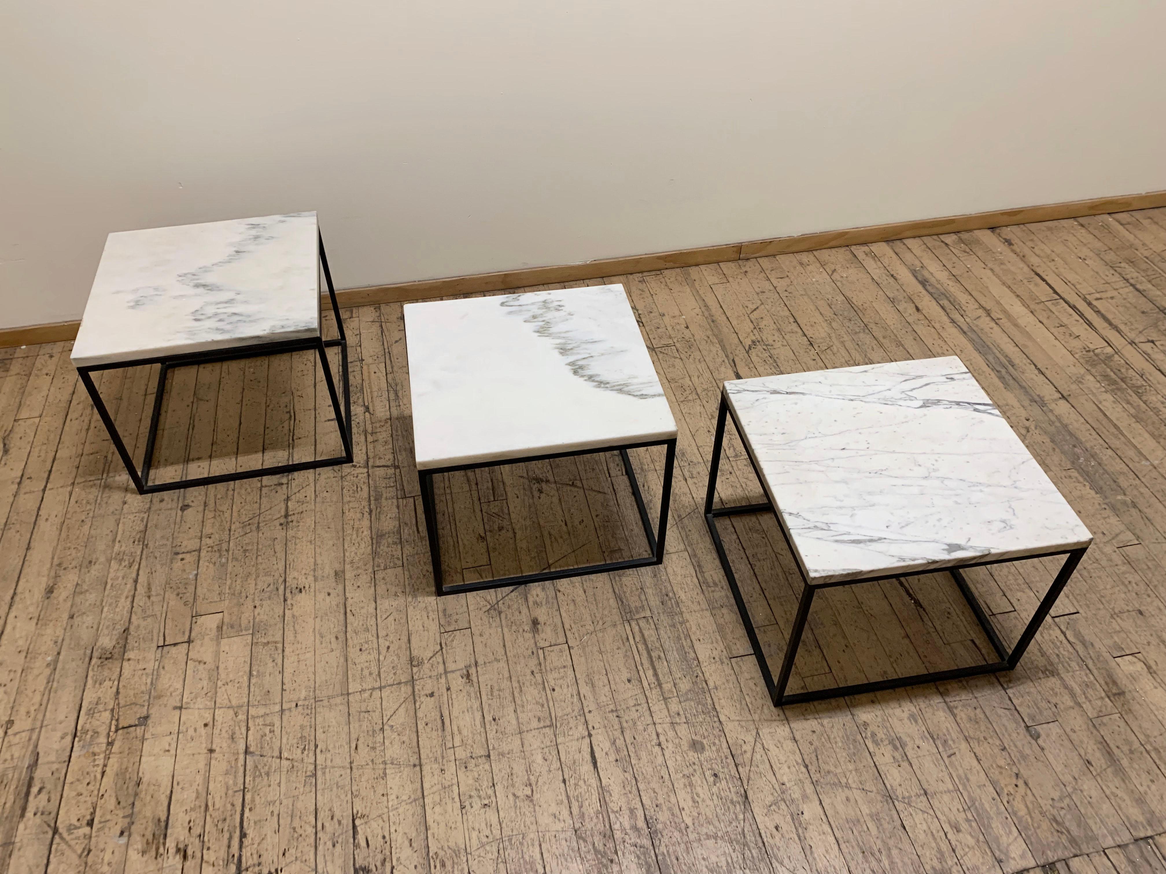 Vintage Mid Century Designer Open Frame Marble Tables In Good Condition For Sale In Chicago, IL