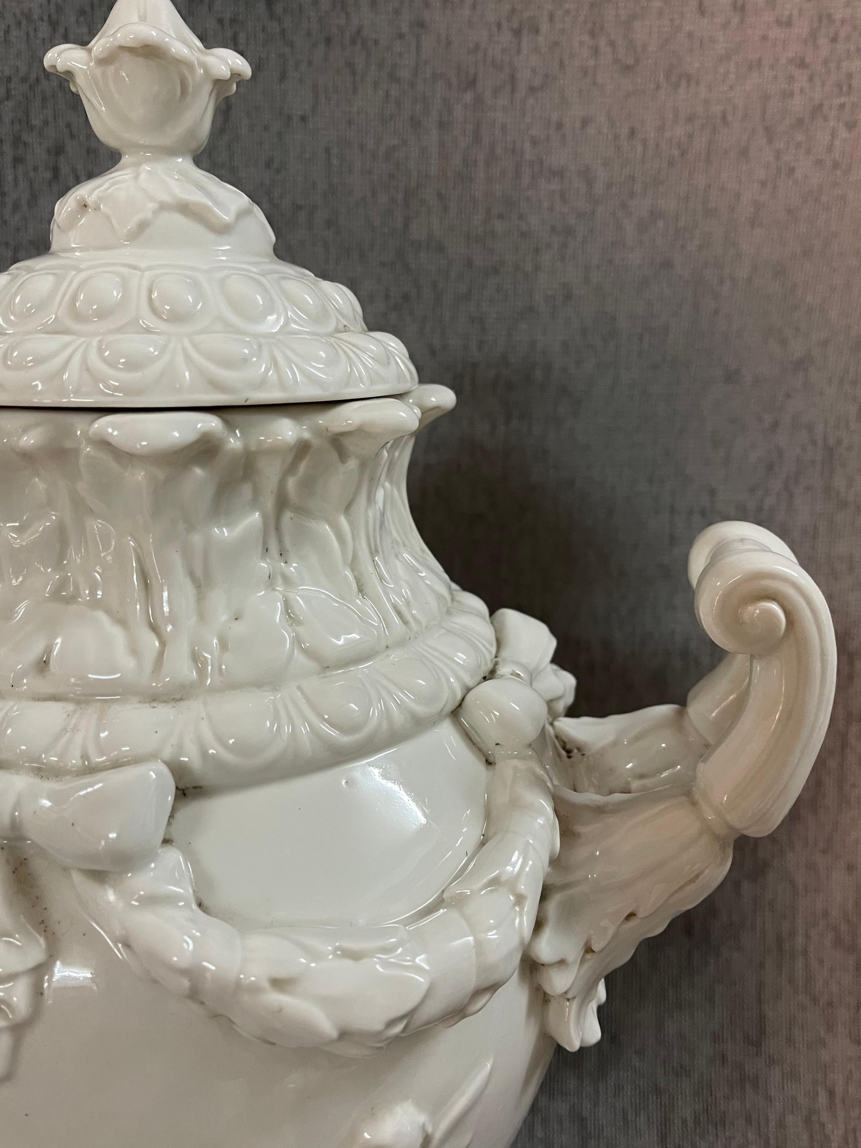 Period White Italian Capodimonte Porcelain Urn 4