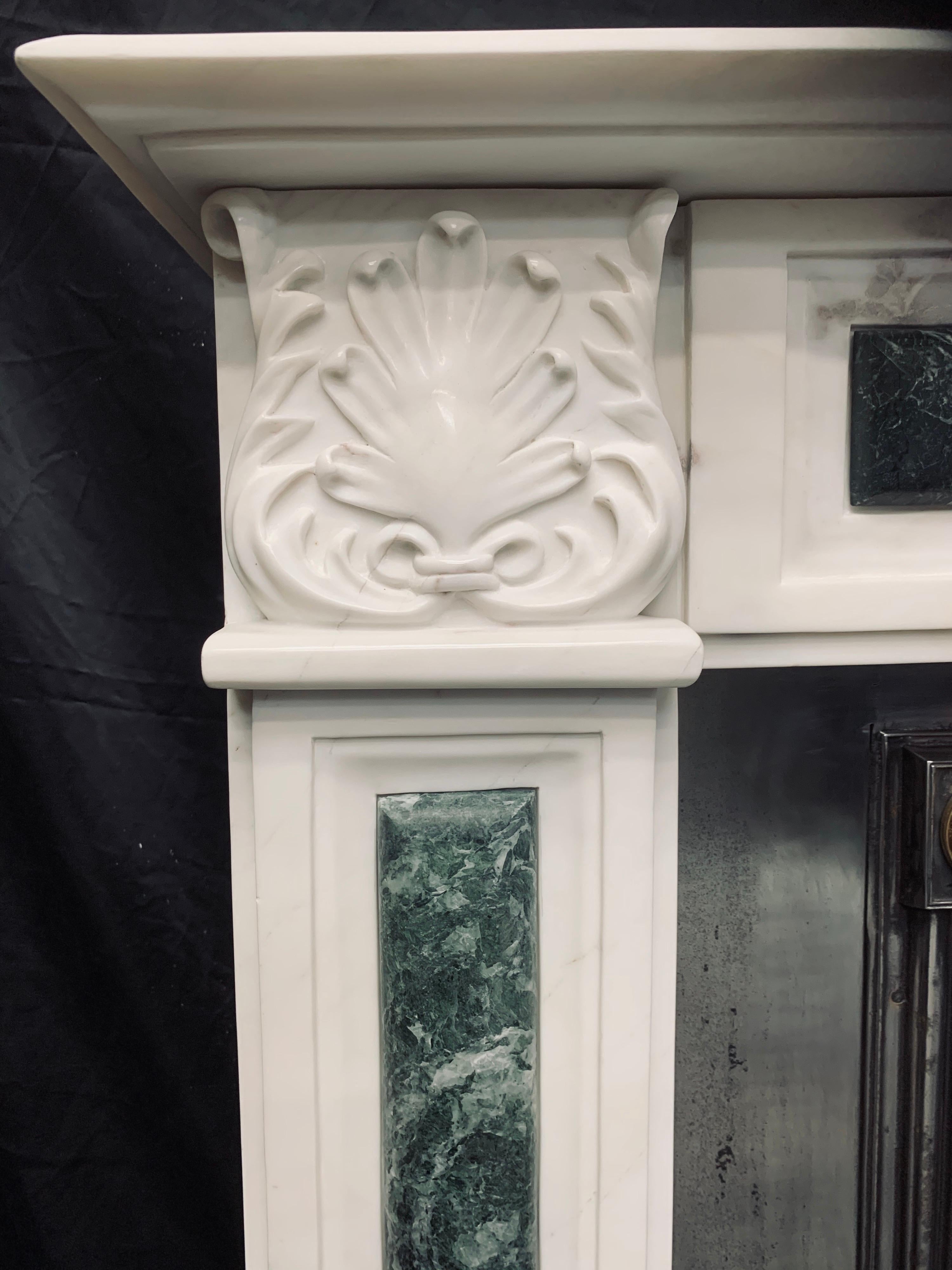 Period White Statuary Marble Fireplace Surround in the Regency Revival Manner 3