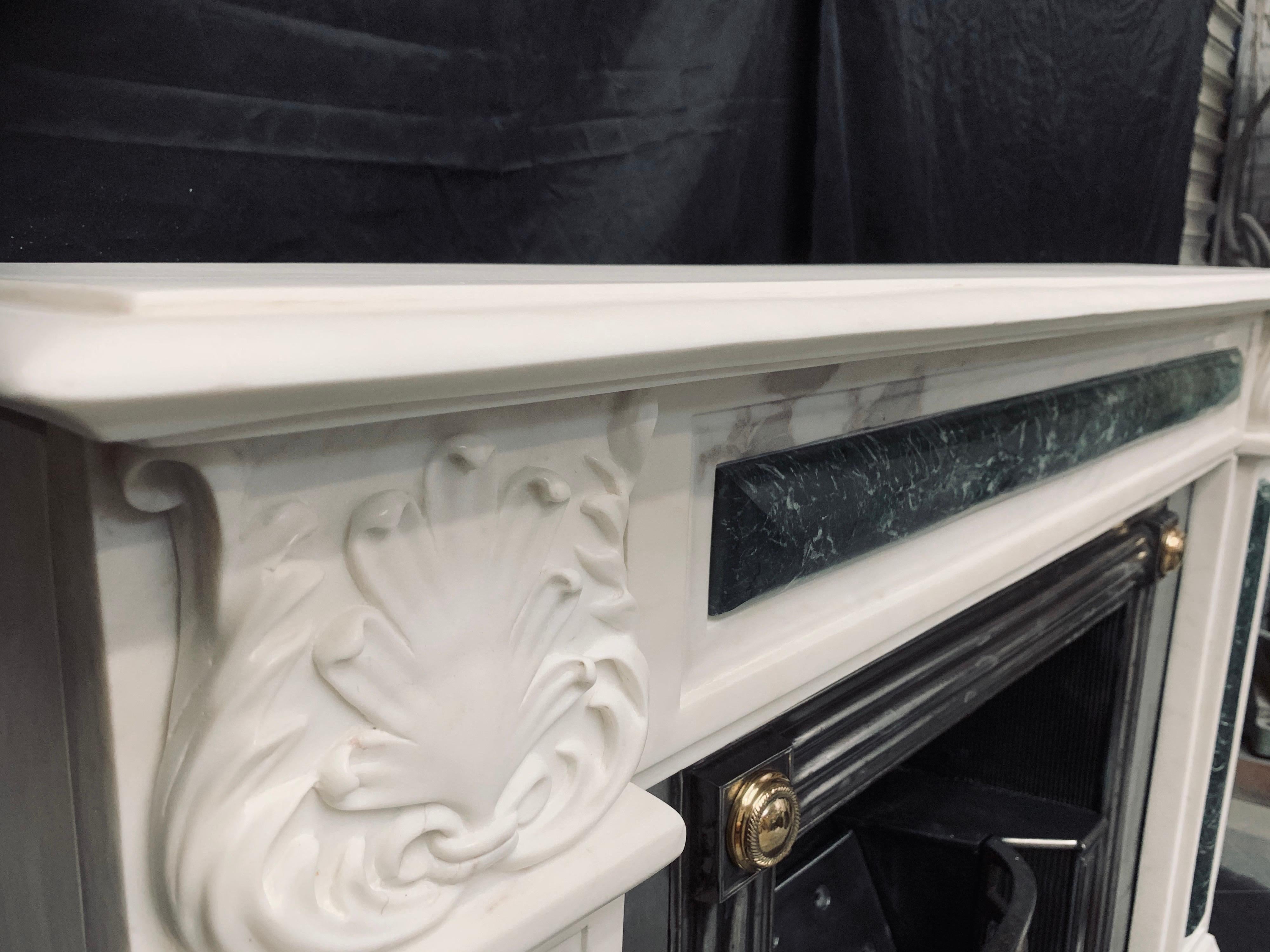 Period White Statuary Marble Fireplace Surround in the Regency Revival Manner 9