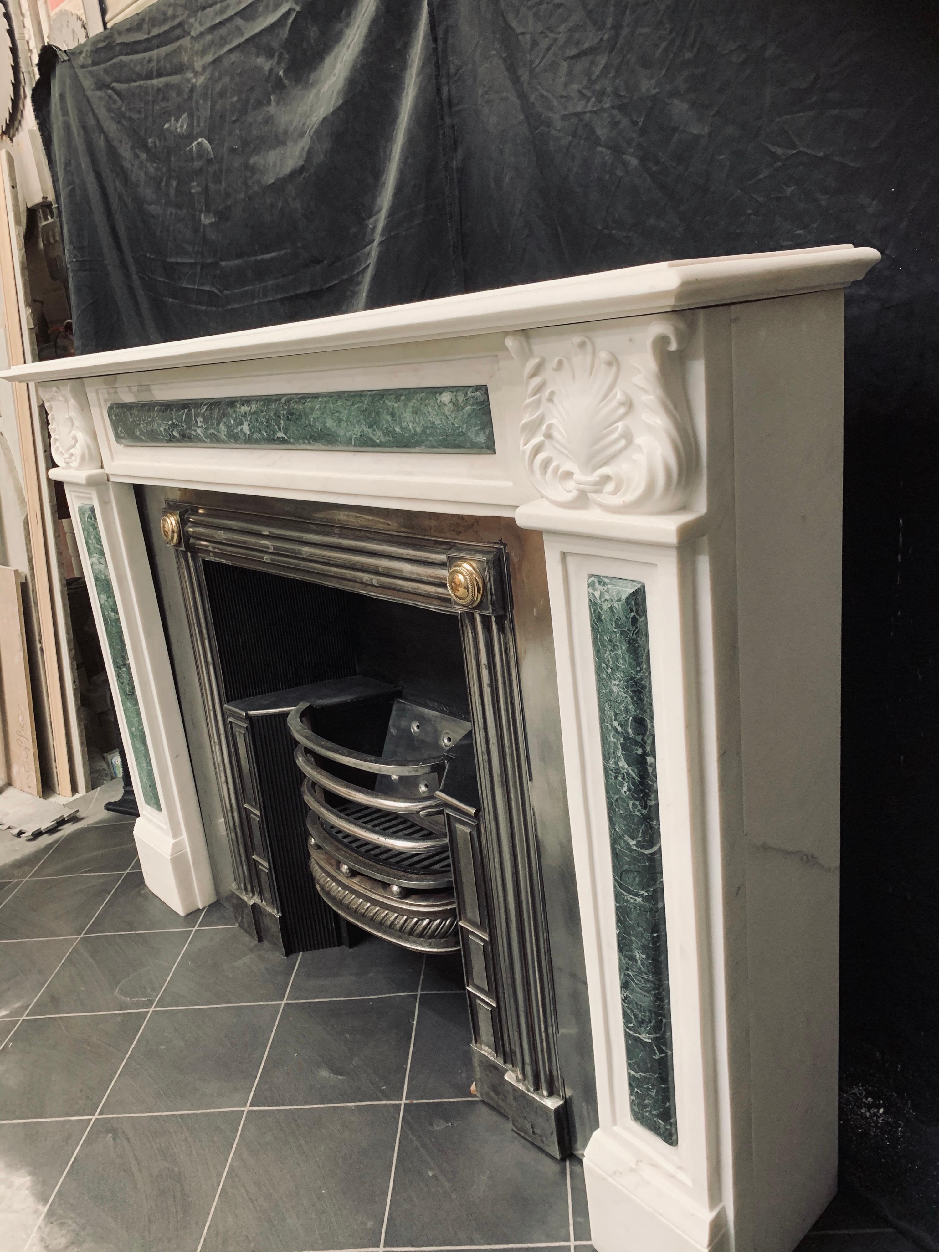 Period White Statuary Marble Fireplace Surround in the Regency Revival Manner 11