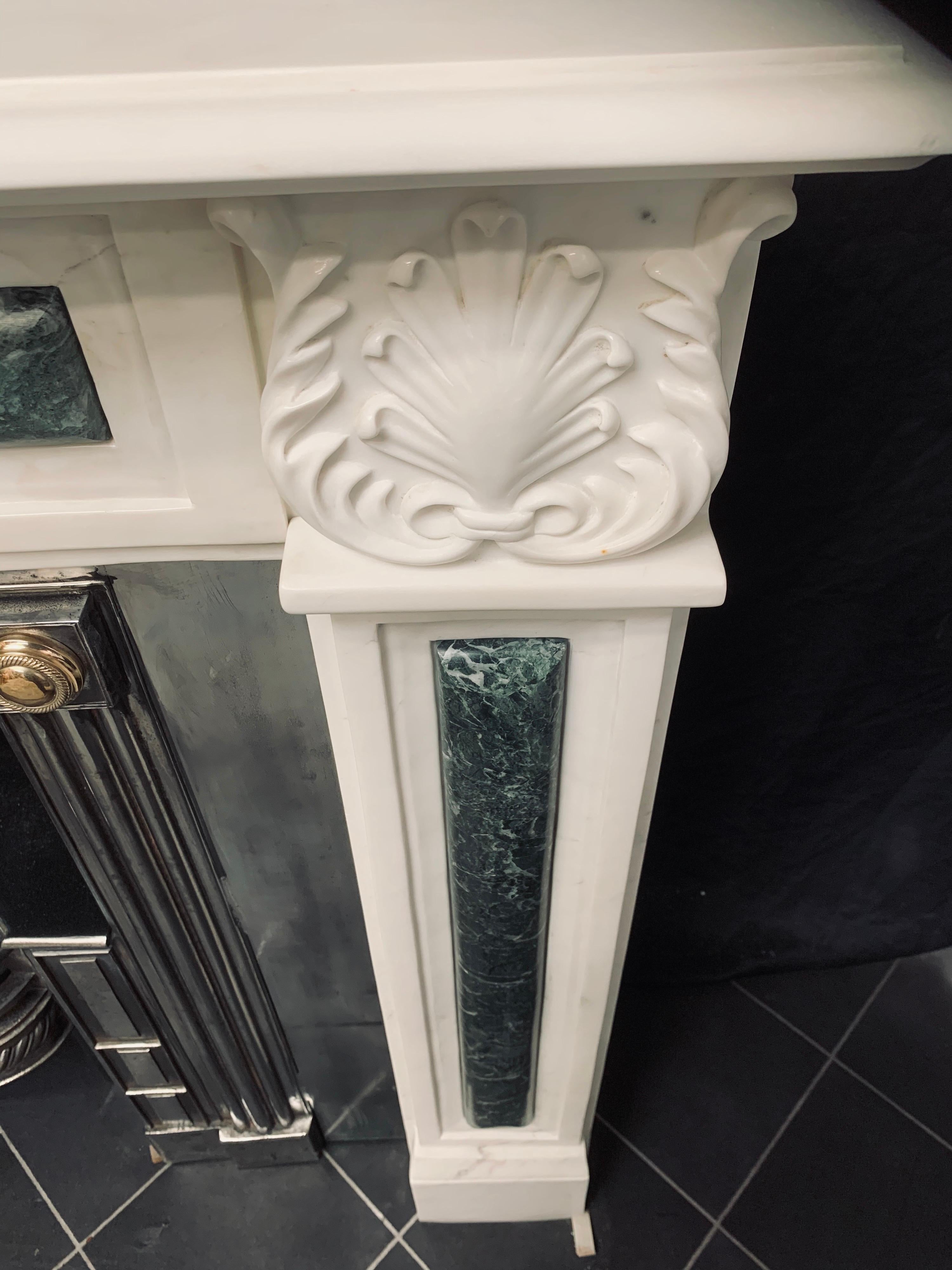 Period White Statuary Marble Fireplace Surround in the Regency Revival Manner 13