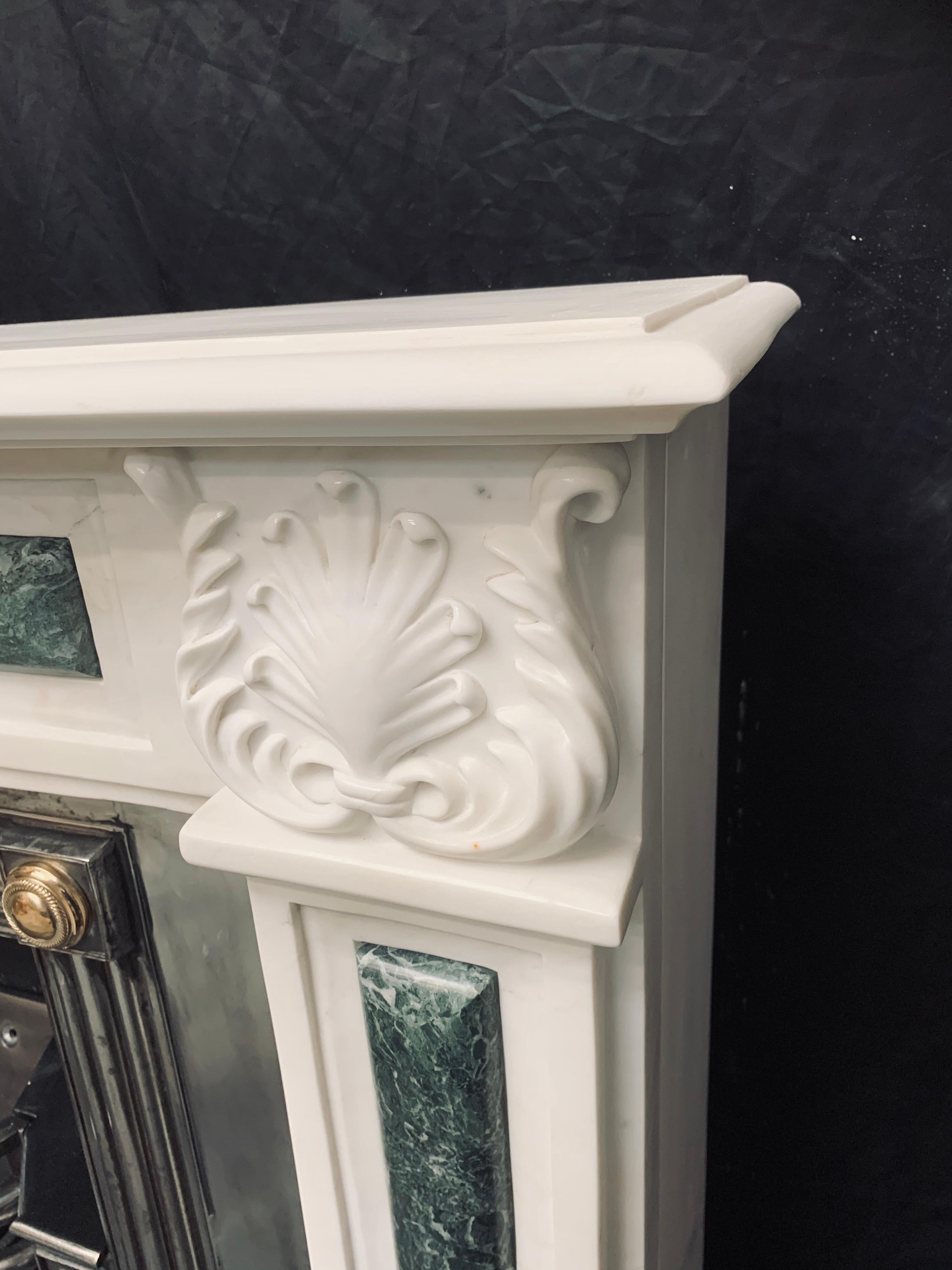 British Period White Statuary Marble Fireplace Surround in the Regency Revival Manner