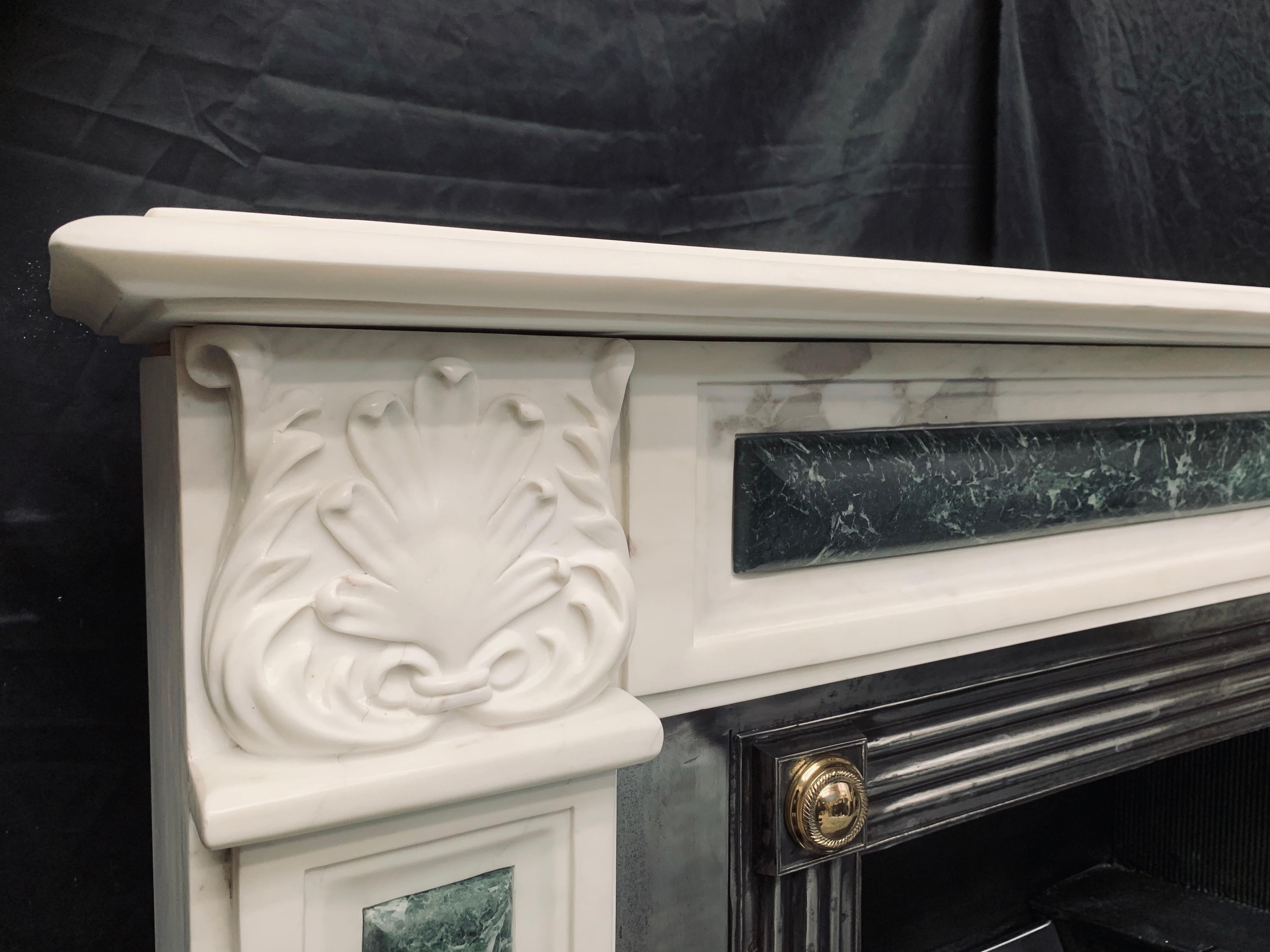 Period White Statuary Marble Fireplace Surround in the Regency Revival Manner 2
