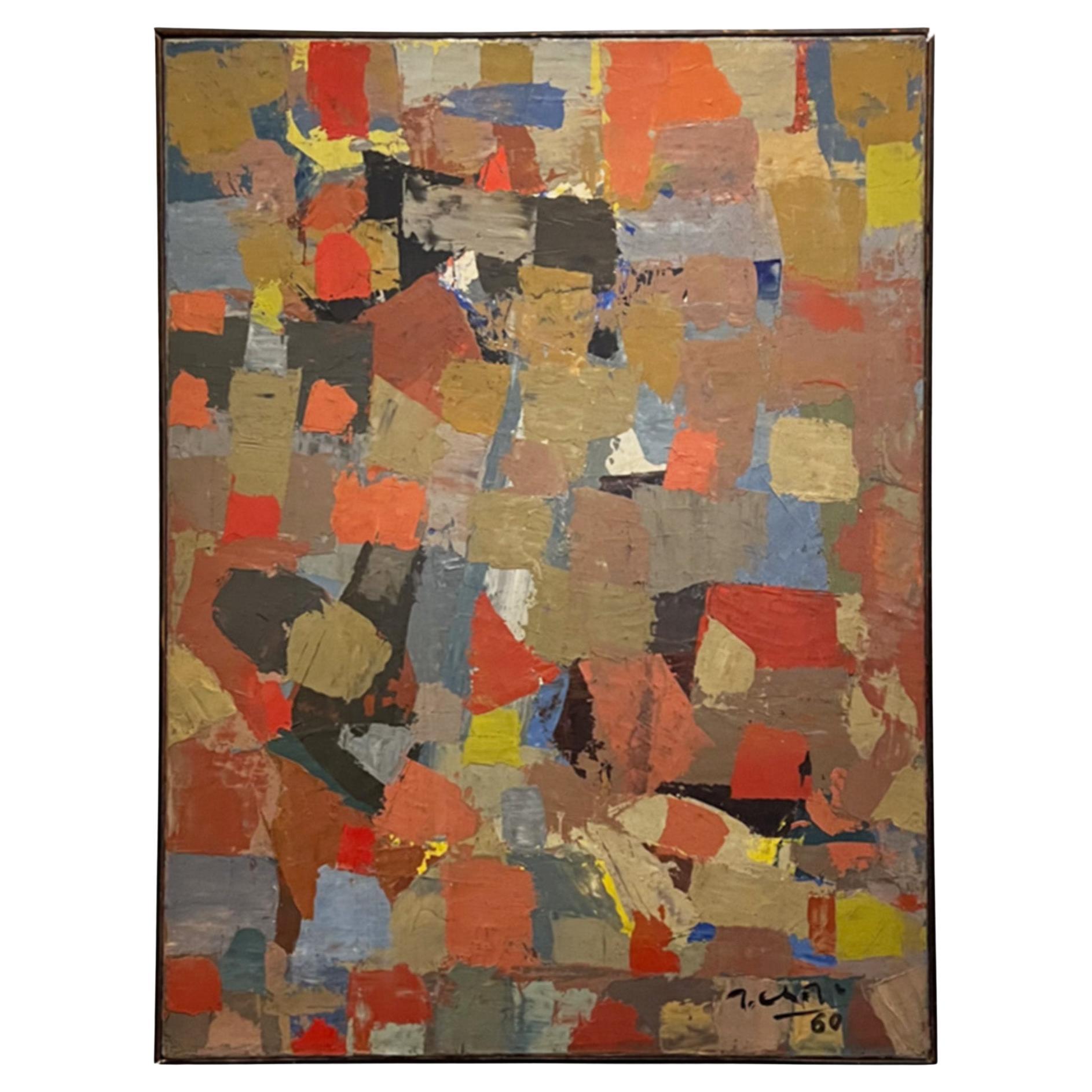'Période Abstraite' 1960 Oil on Canvas, Jean Georges Chape 1913 - 2002 For Sale
