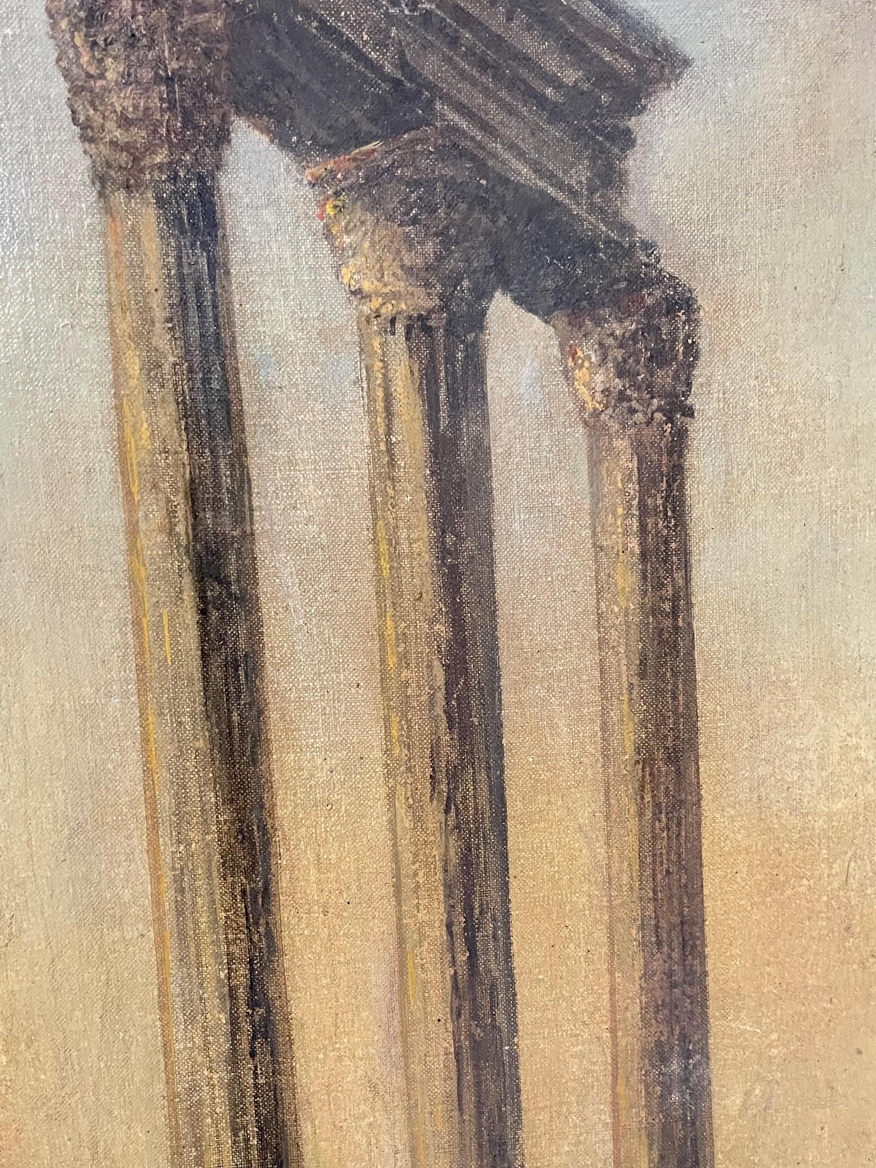 Hermosa pintura al óleo sobre lienzo que representa el Foro Romano, en particular 
el Templo de Júpiter Estator.
Ejemplo importante de la pintura del Grand Tour, este maravilloso  La pintura ilustra de forma evocadora la belleza incomparable de las