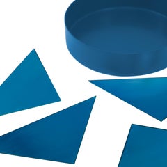 "Periquito", Classic Blue Contemporary Geometric Coaster Set