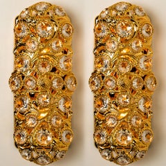 Peris Andreu Gold Toned Crystal Sconces, Spain, 1960