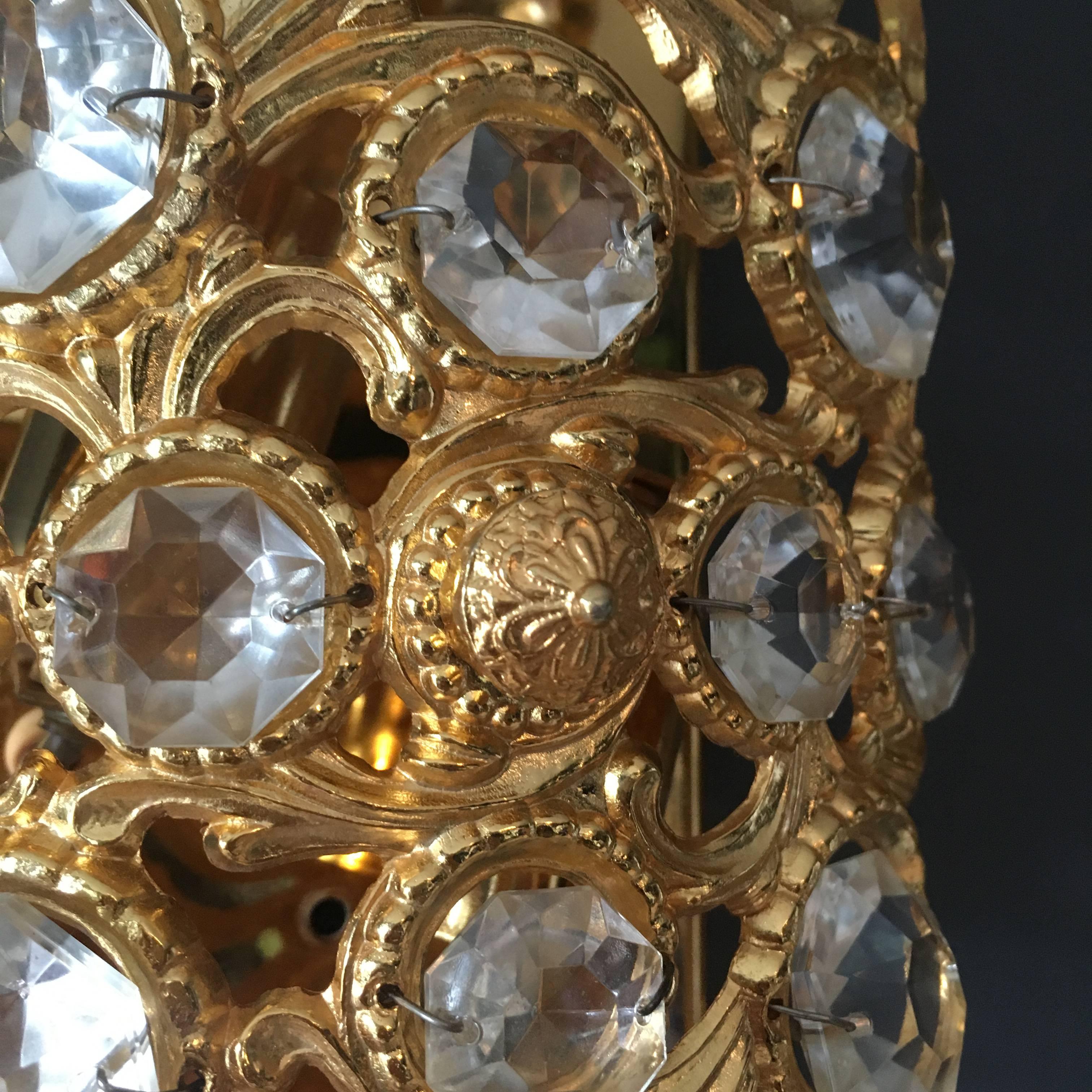 Mid-Century Modern Peris Andreau Gold Toned Crystal Wall Lights