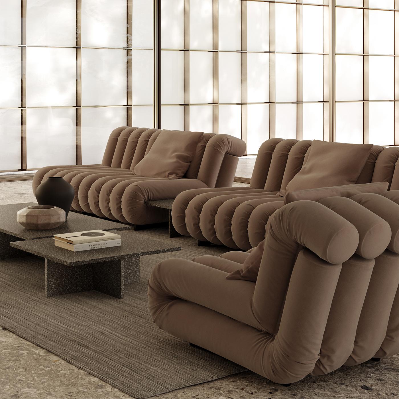 Periscopio Loungesessel aus geriffeltem grauem Nubuck-Leder von Studiopepe (Italienisch) im Angebot