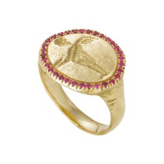 Peristera Ring with Ruby, 18 Karat Yellow Gold Peristera Ring with Ruby, 18 Karat Yellow Gold