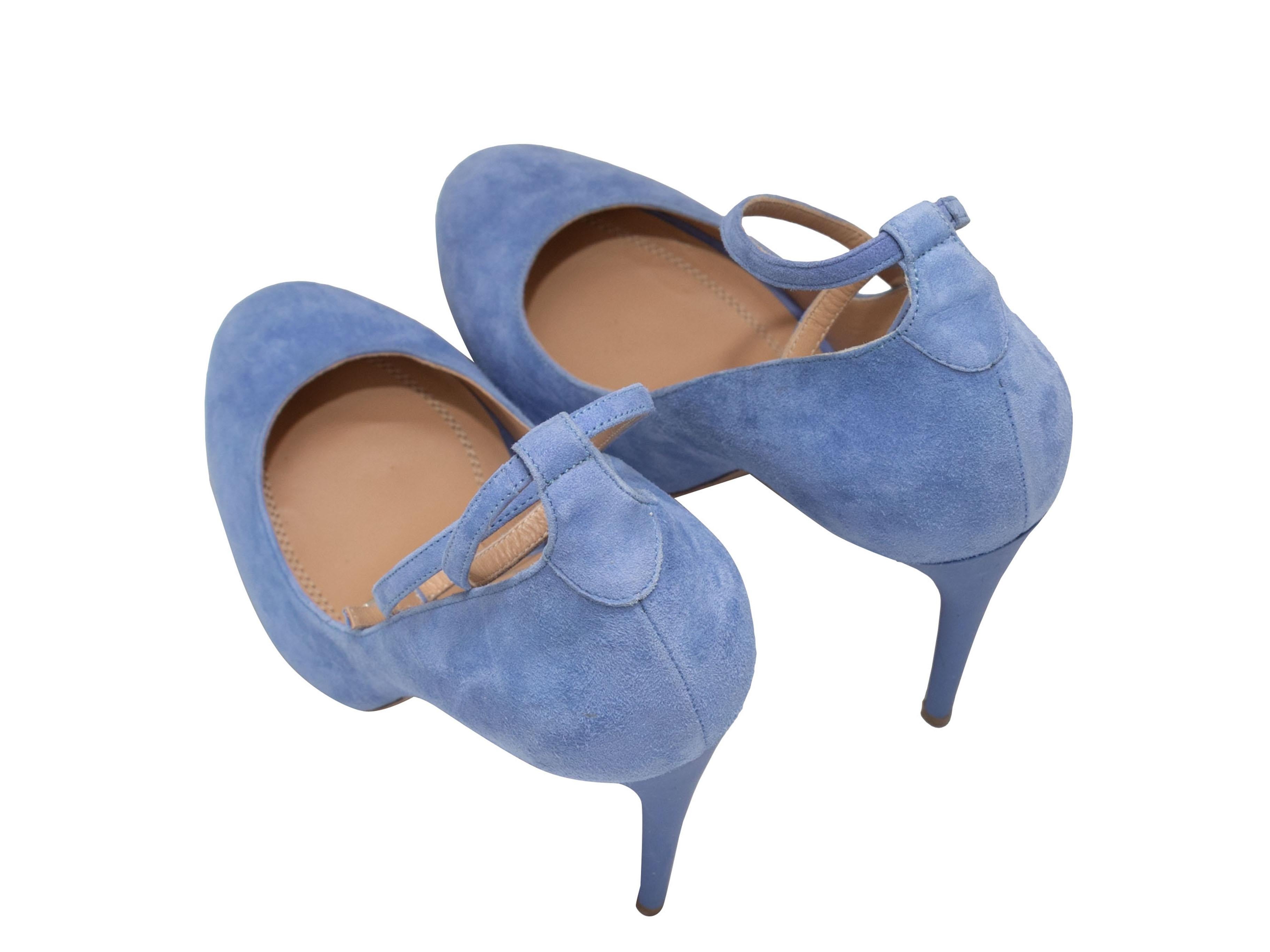 Women's Periwinkle Aquazzura Suede Ankle Strap Pumps Size 36 For Sale