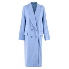Periwinkle Blue Double Breasted Boucle Coat