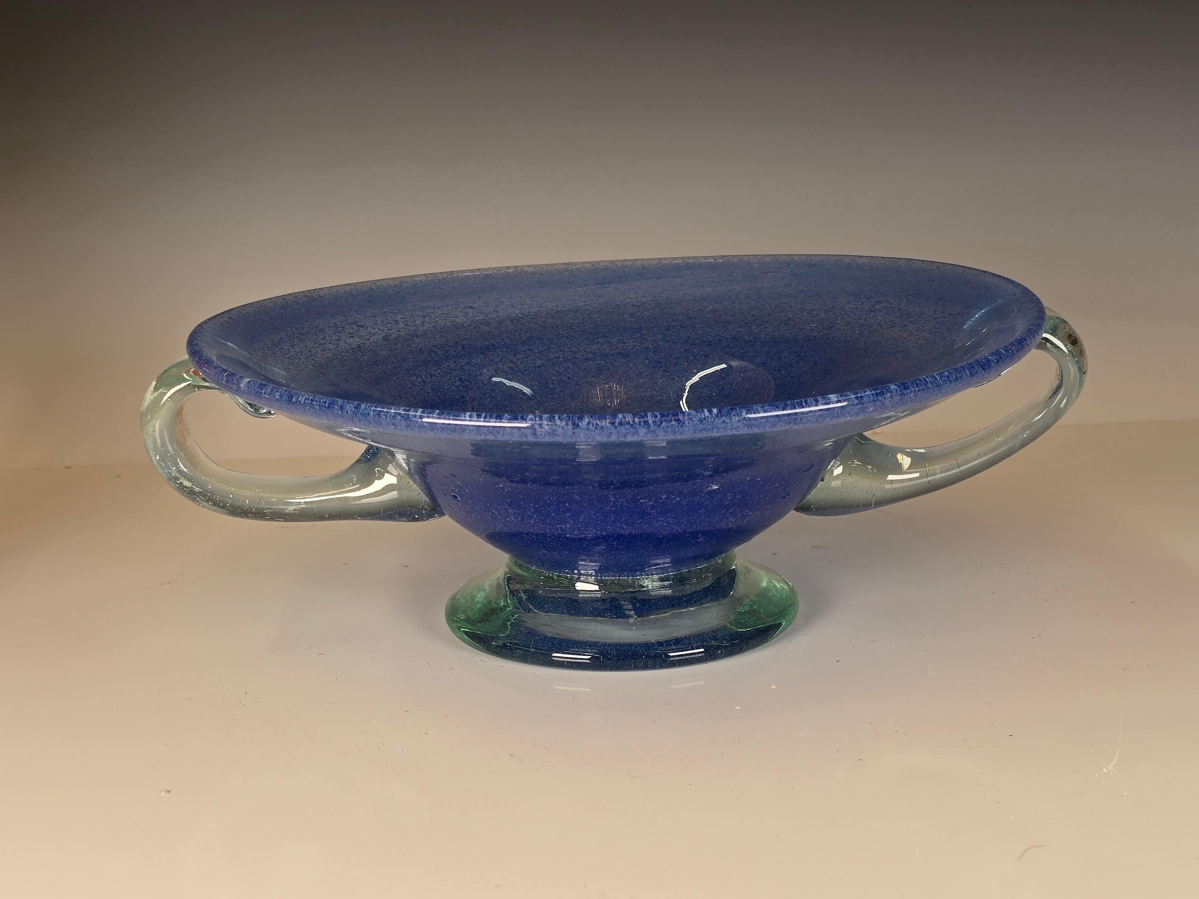 Vetro artistico Tazza 'Sommerso a Bollicine' blu pervinca in vendita