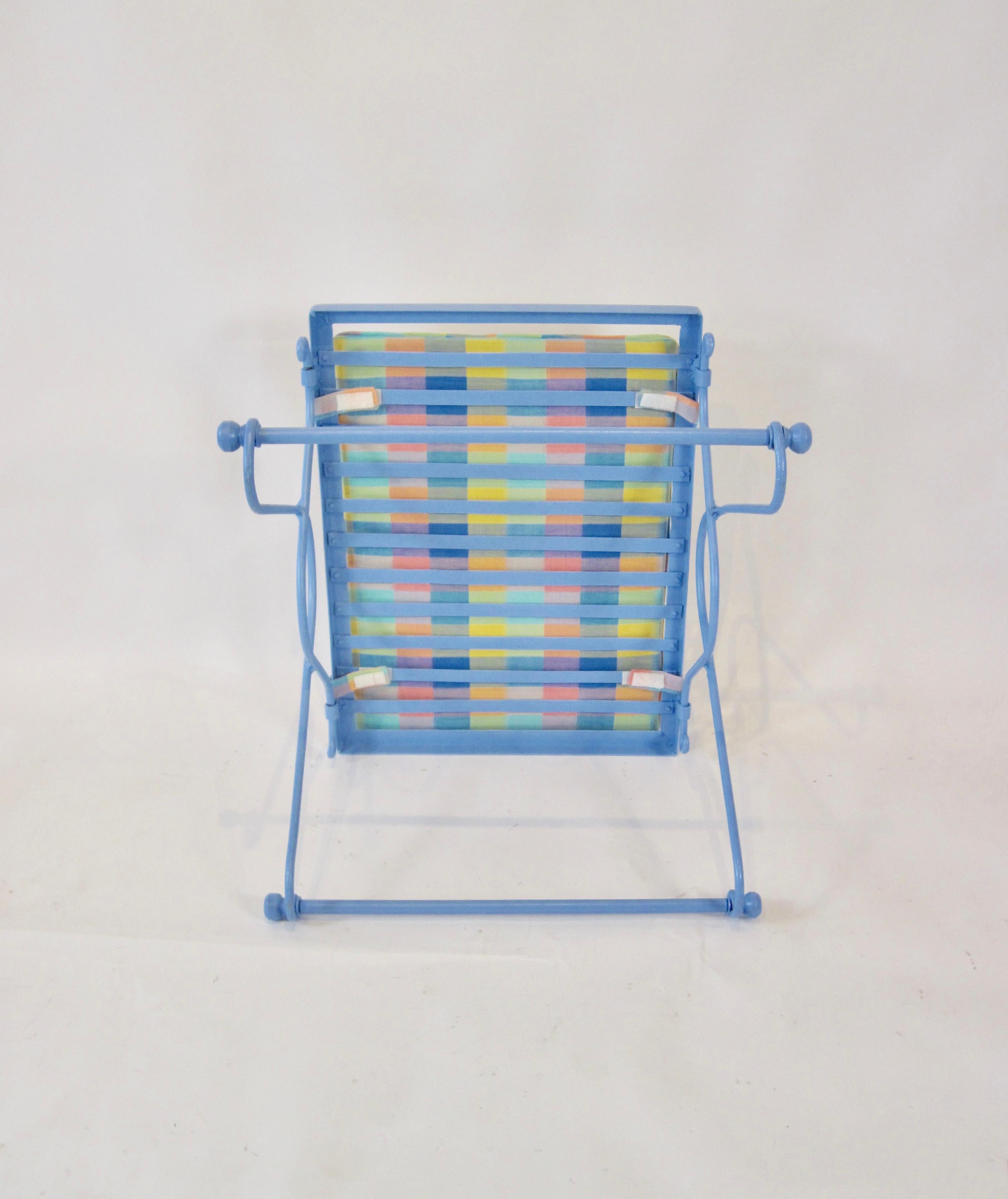 Banc en fer forgé bleu pervenche des années 1950 Bon état - En vente à Ferndale, MI