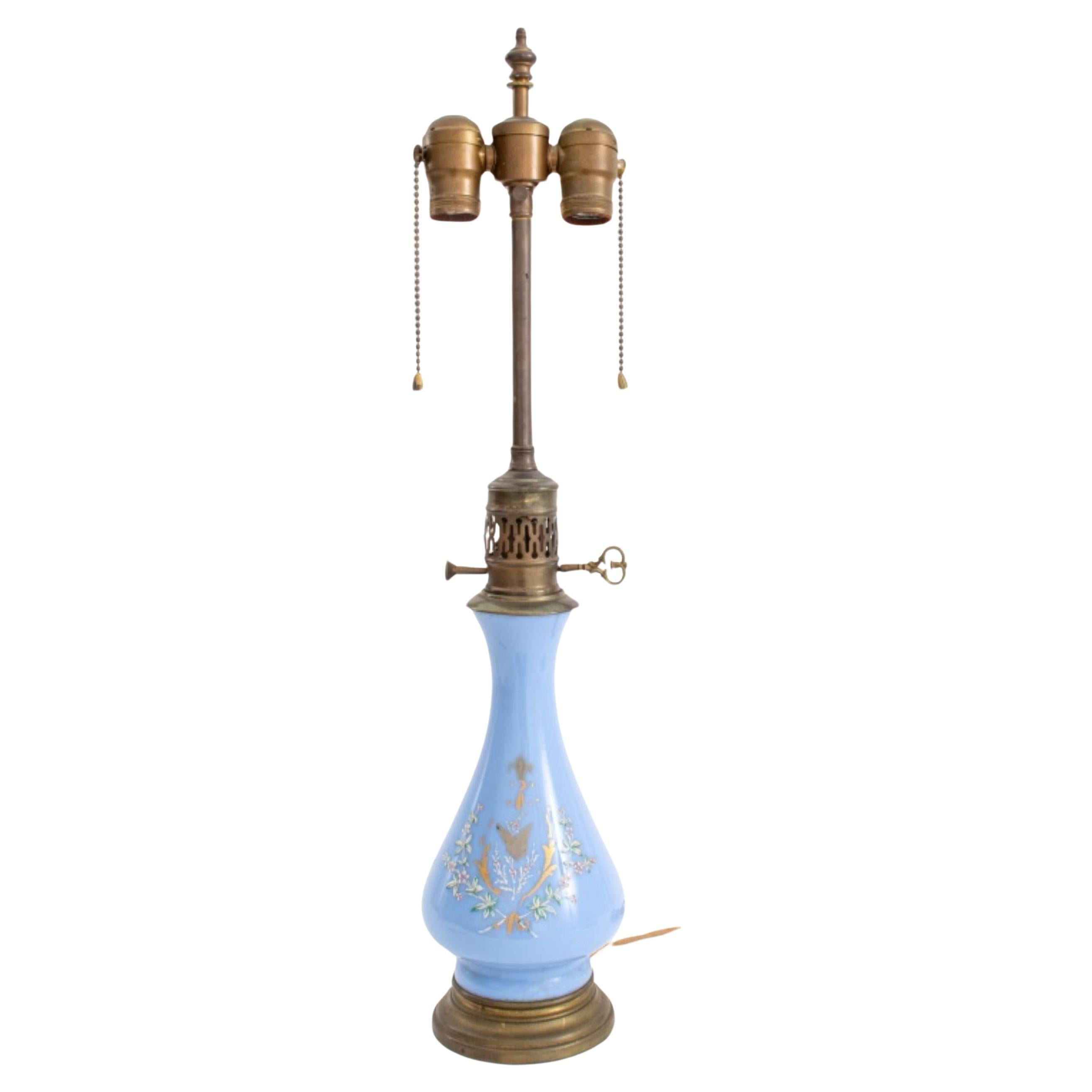 Periwinkle Bristol Glass Two-Light Lamp