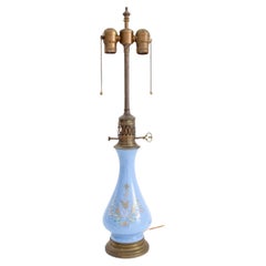 Used Periwinkle Bristol Glass Two-Light Lamp