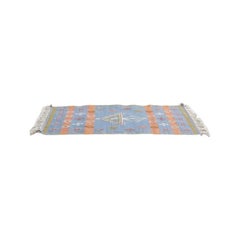 Periwinkle Fringed Hanbel Rug in Wool