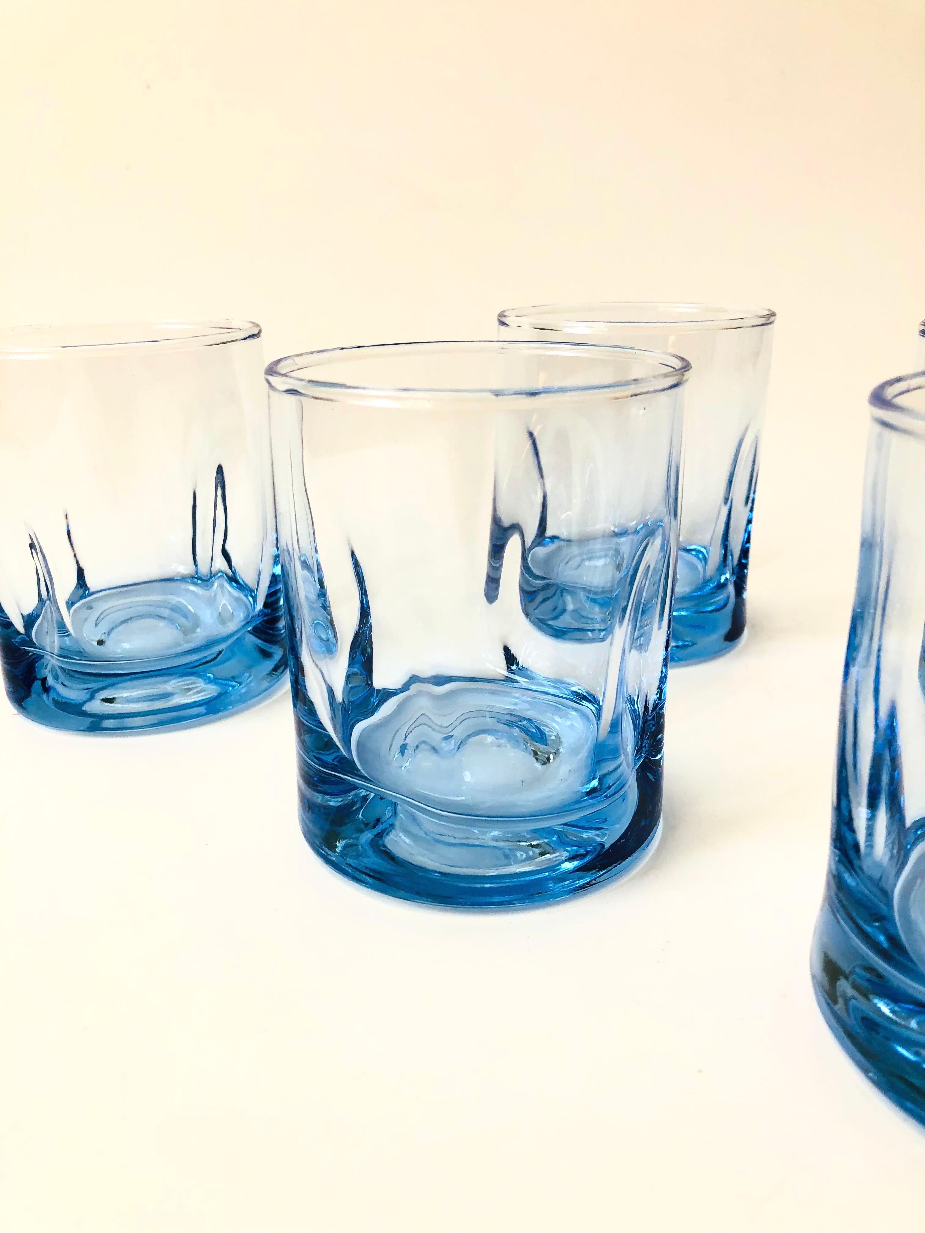 Mid-Century Modern Periwinkle Lowball Tumblers, Set of 6