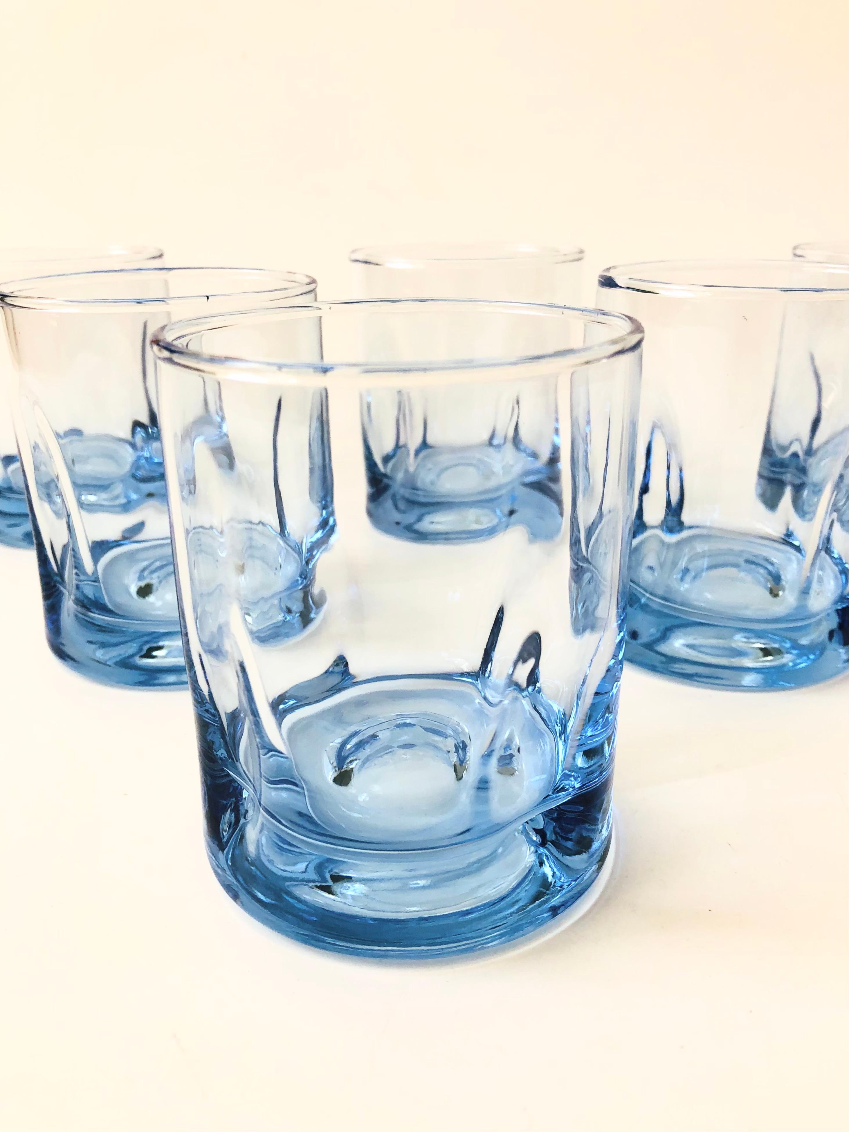 Glass Periwinkle Lowball Tumblers, Set of 6
