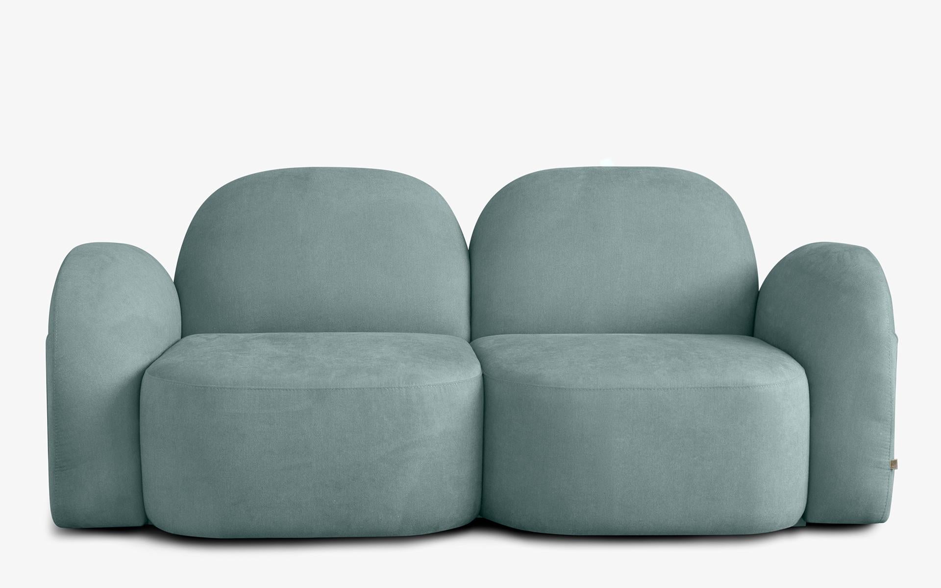 Perk Two-Seater Sofa with Side Storage Pockets – Organic Modern Form For Sale 5