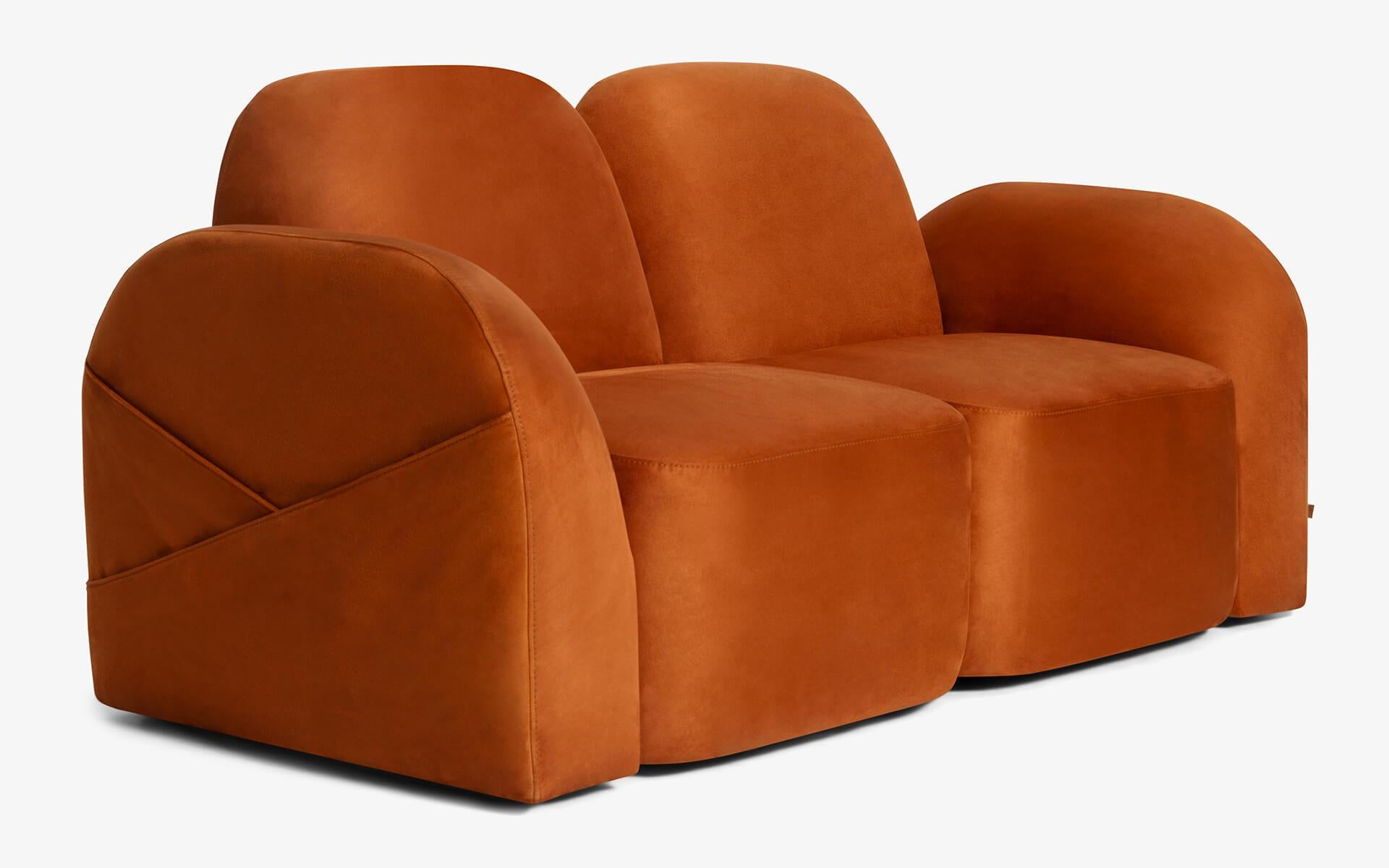 Perk Two-Seater Sofa with Side Storage Pockets – Organic Modern Form For Sale 13
