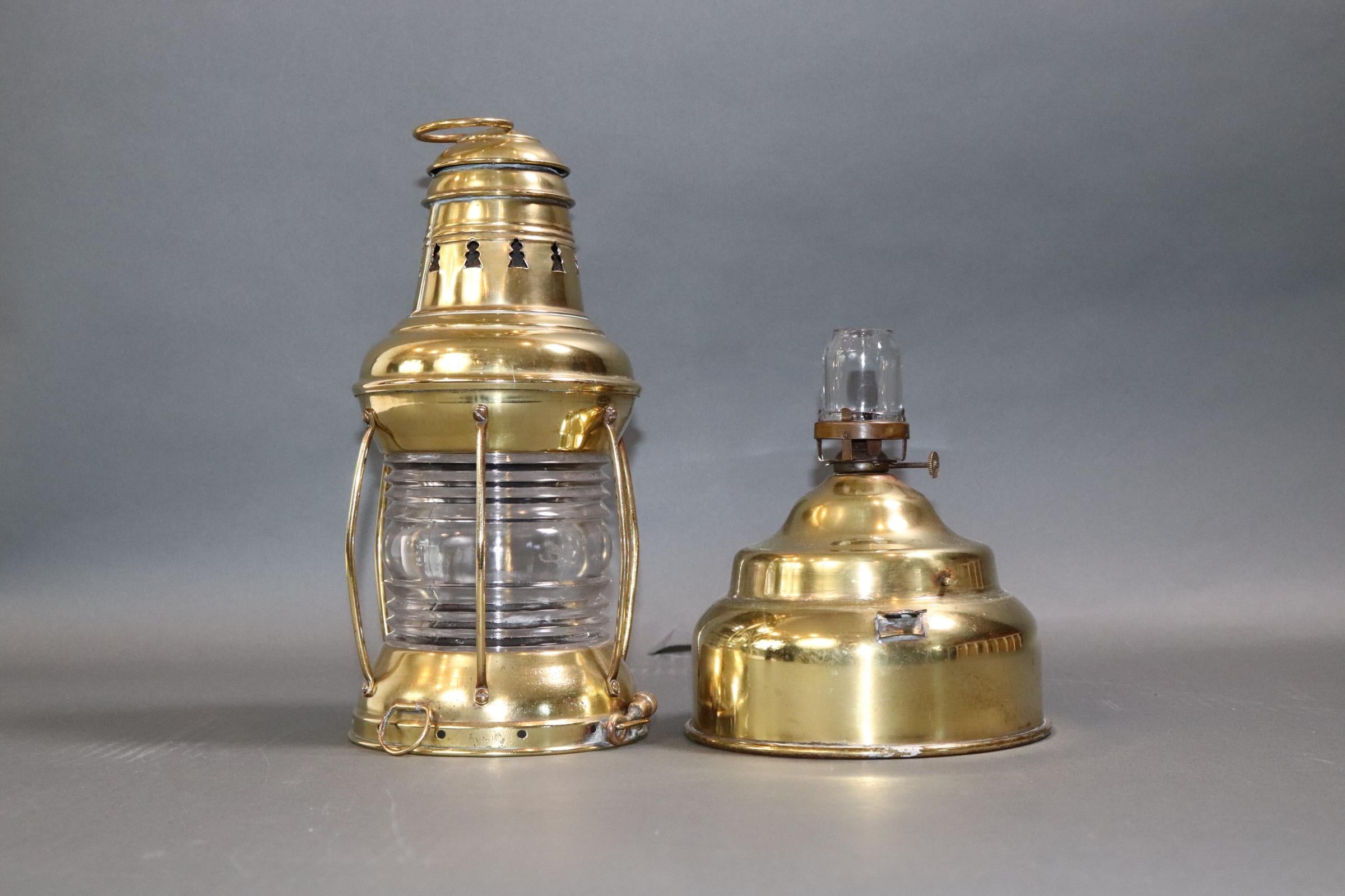 Perko 8 Day Brass Anchor Lantern In Good Condition In Norwell, MA