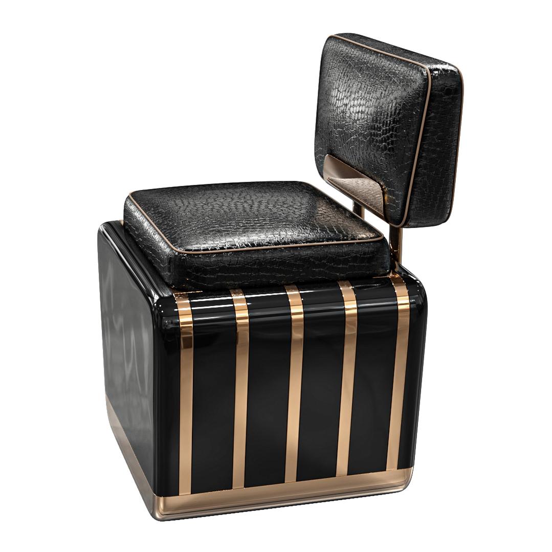 XXIe siècle et contemporain Chaise Perla XCIII, ensemble de huit, avec détails en bronze, faite à la main, Istanbul en vente