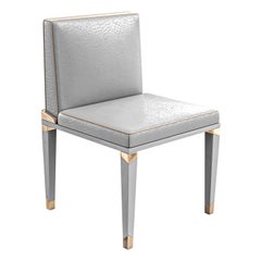 "Perla" Chair with Stainless Steel, Bronze Details, Handmade, Istanbul