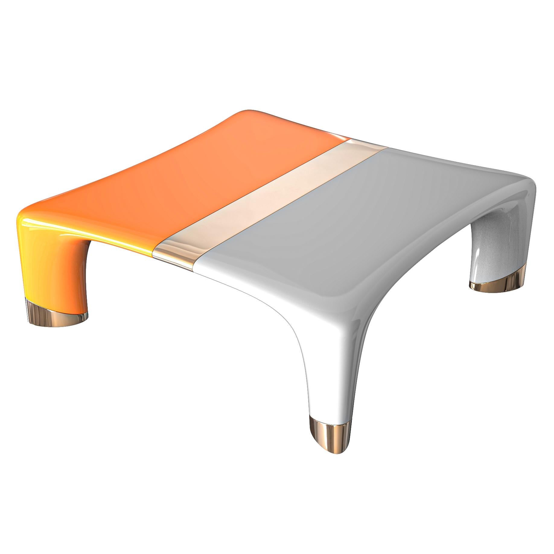 Fait main Table basse Perla avec détails en acier inoxydable et bronze, faite à la main, Istanbul en vente