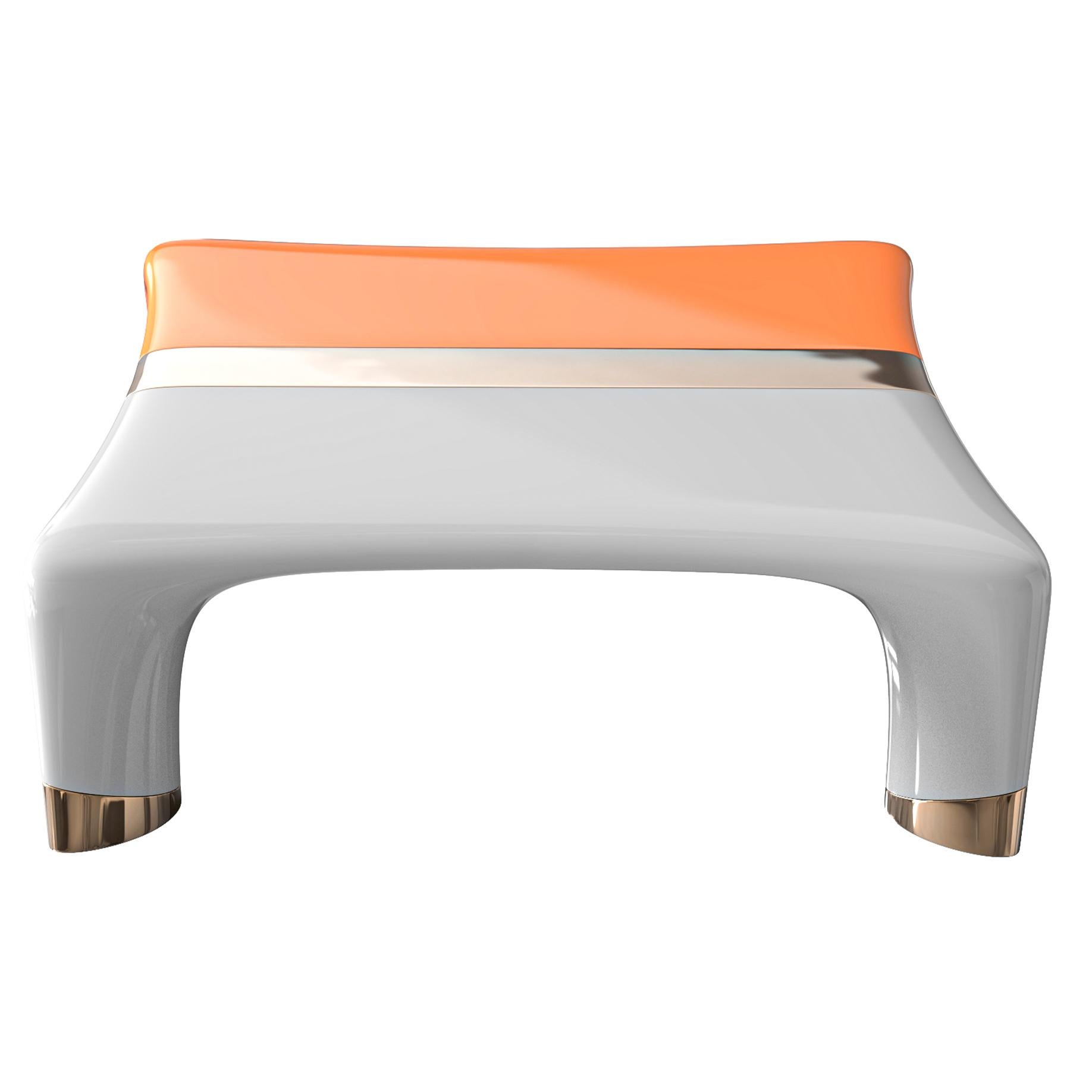 XXIe siècle et contemporain Table basse Perla avec détails en acier inoxydable et bronze, faite à la main, Istanbul en vente
