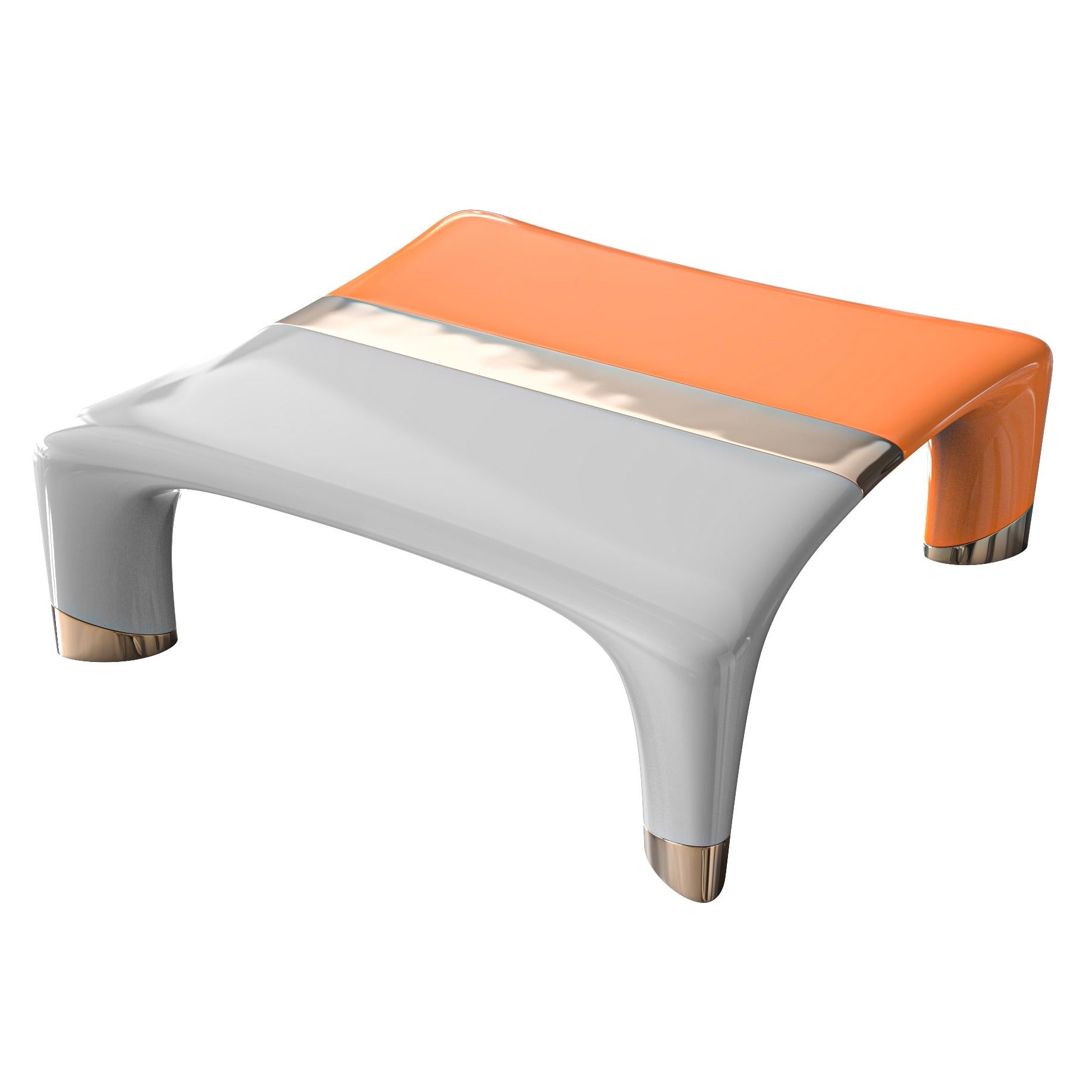 Bronze Table basse Perla avec détails en acier inoxydable et bronze, faite à la main, Istanbul en vente