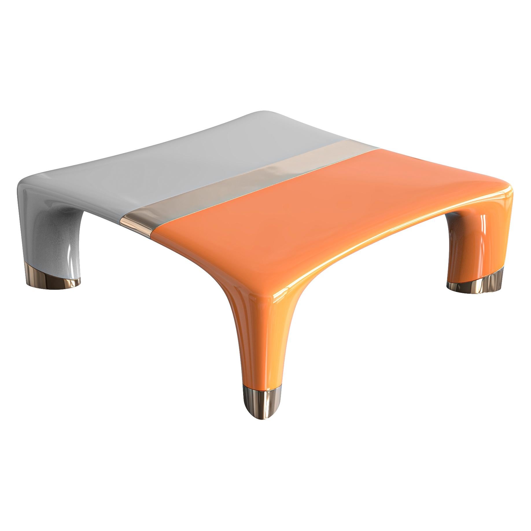 Table basse Perla avec détails en acier inoxydable et bronze, faite à la main, Istanbul en vente 1