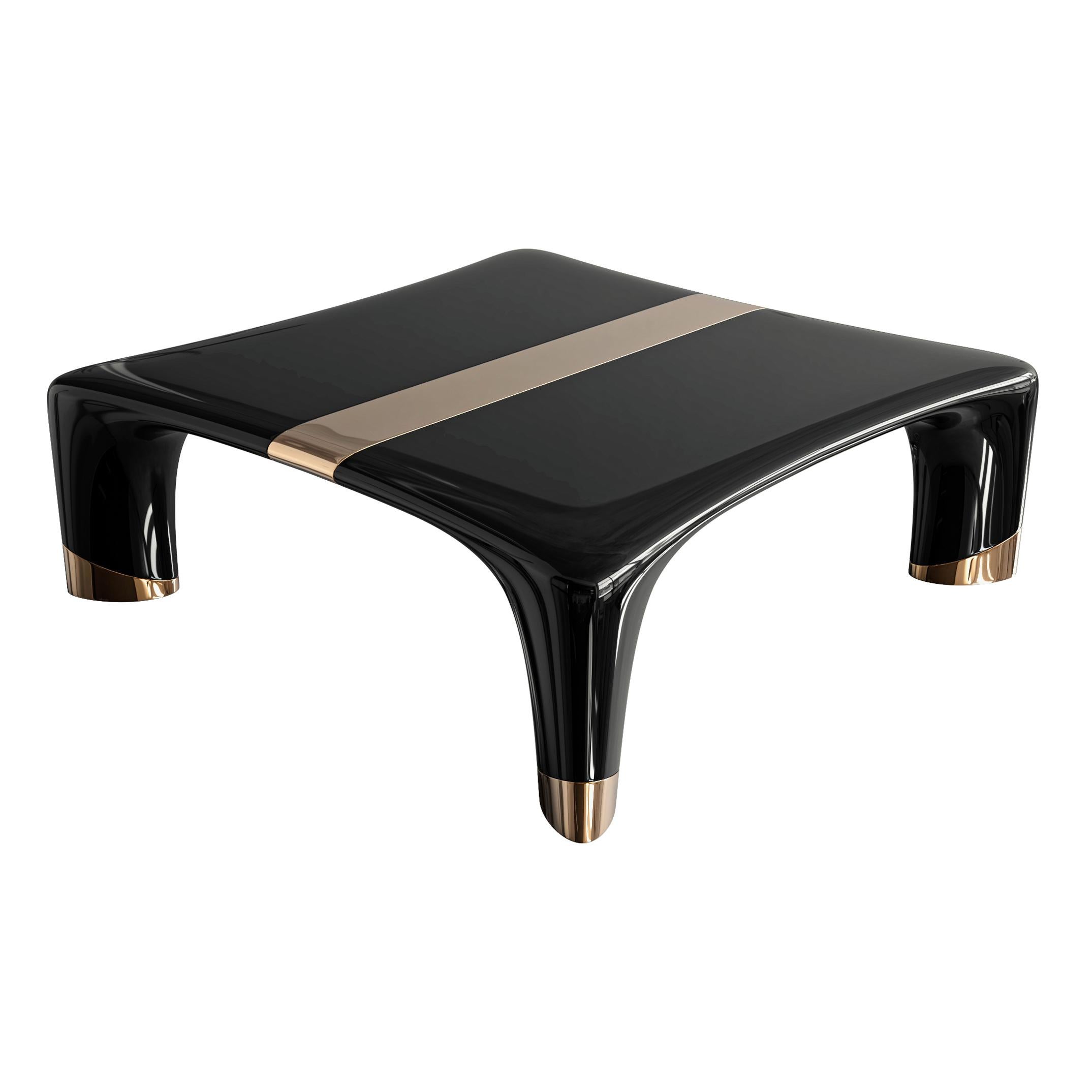 Table basse Perla avec détails en acier inoxydable et bronze, Istanbul en vente 4