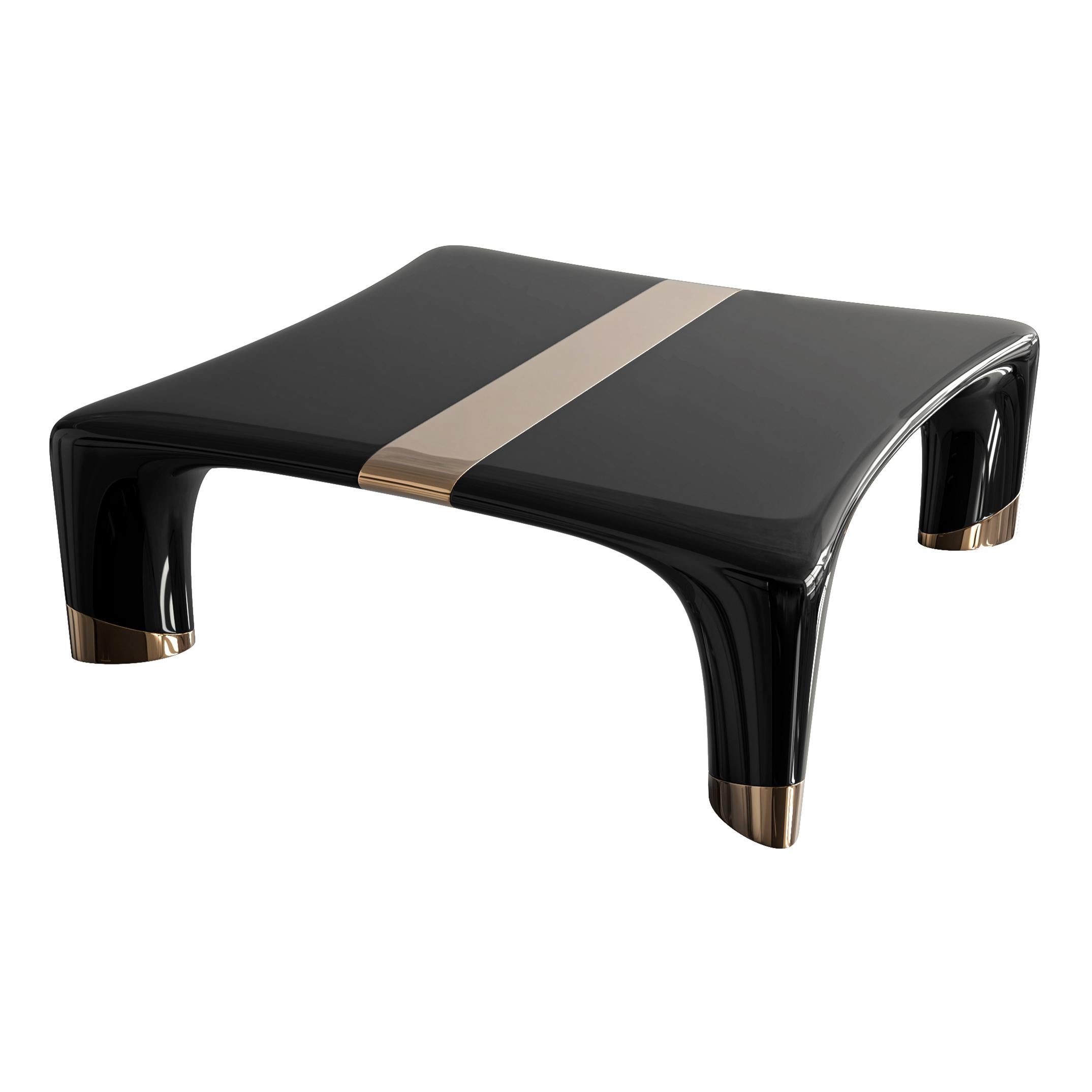 Turc Table basse Perla avec détails en acier inoxydable et bronze, Istanbul en vente