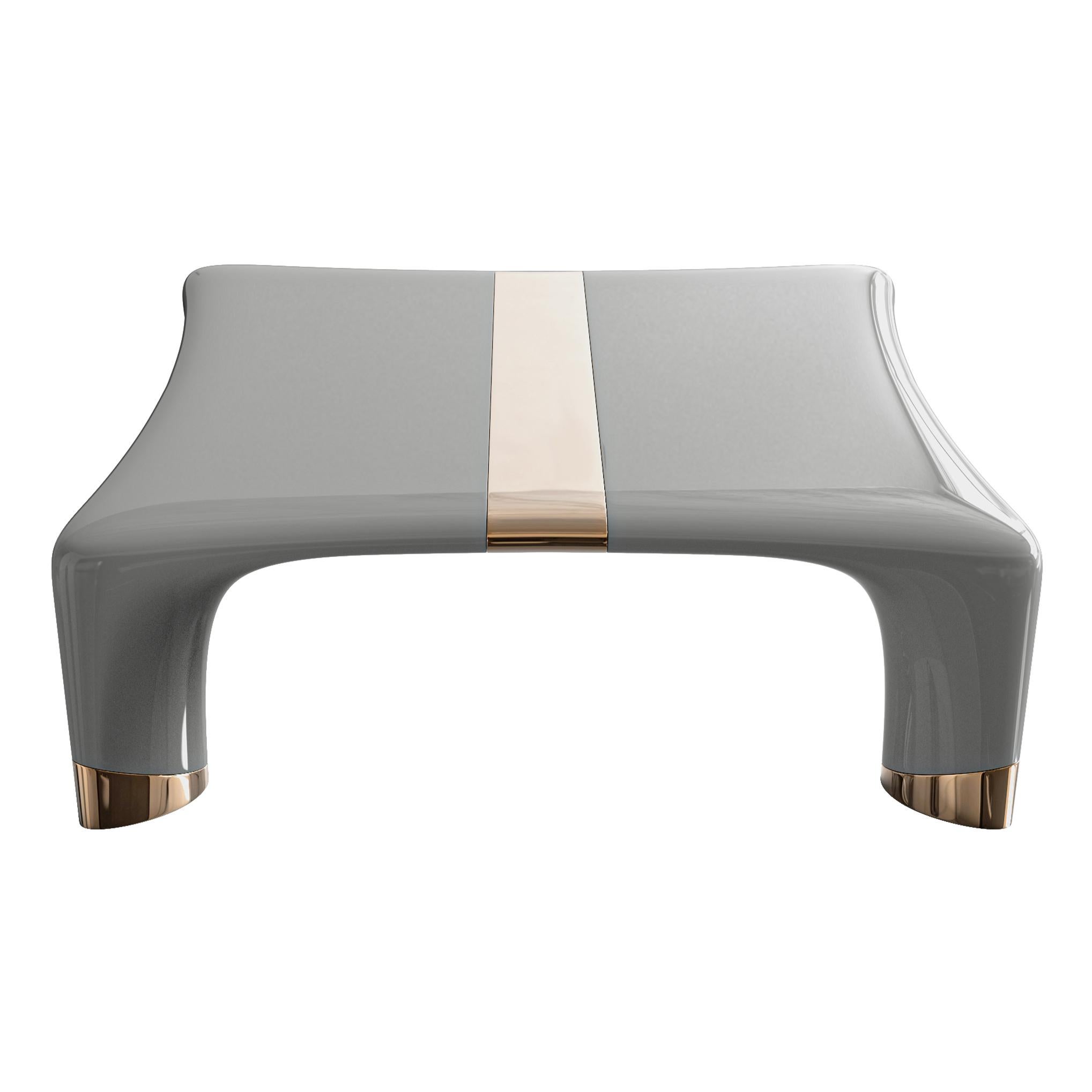 Fait main Table basse Perla avec détails en acier inoxydable et bronze, Istanbul en vente
