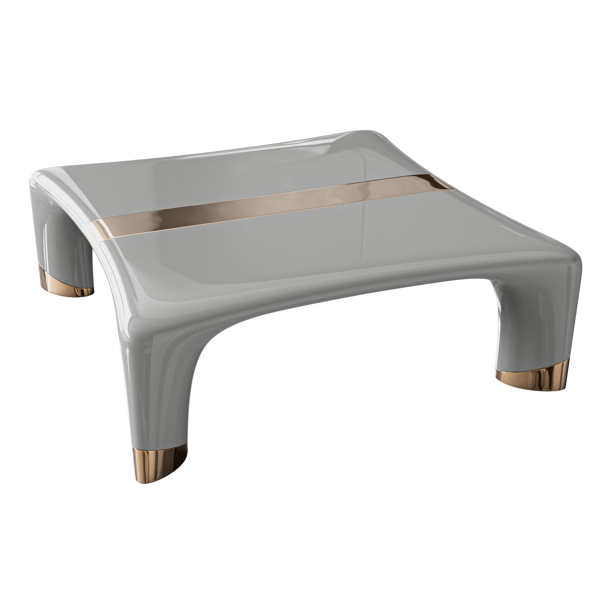 XXIe siècle et contemporain Table basse Perla avec détails en acier inoxydable et bronze, Istanbul en vente