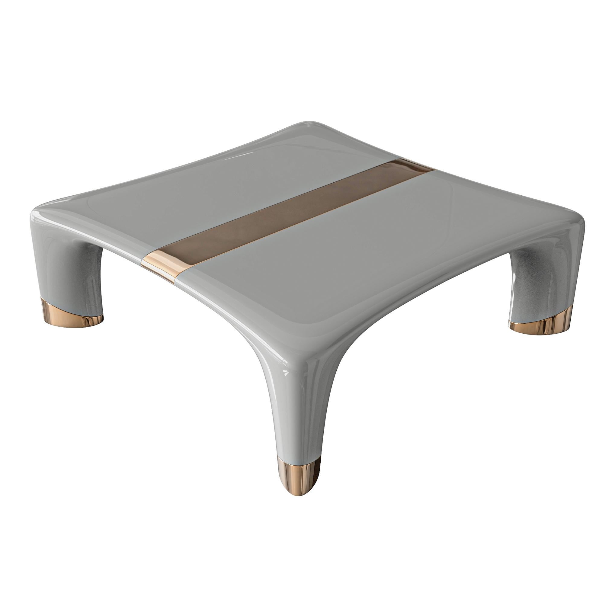 Bronze Table basse Perla avec détails en acier inoxydable et bronze, Istanbul en vente