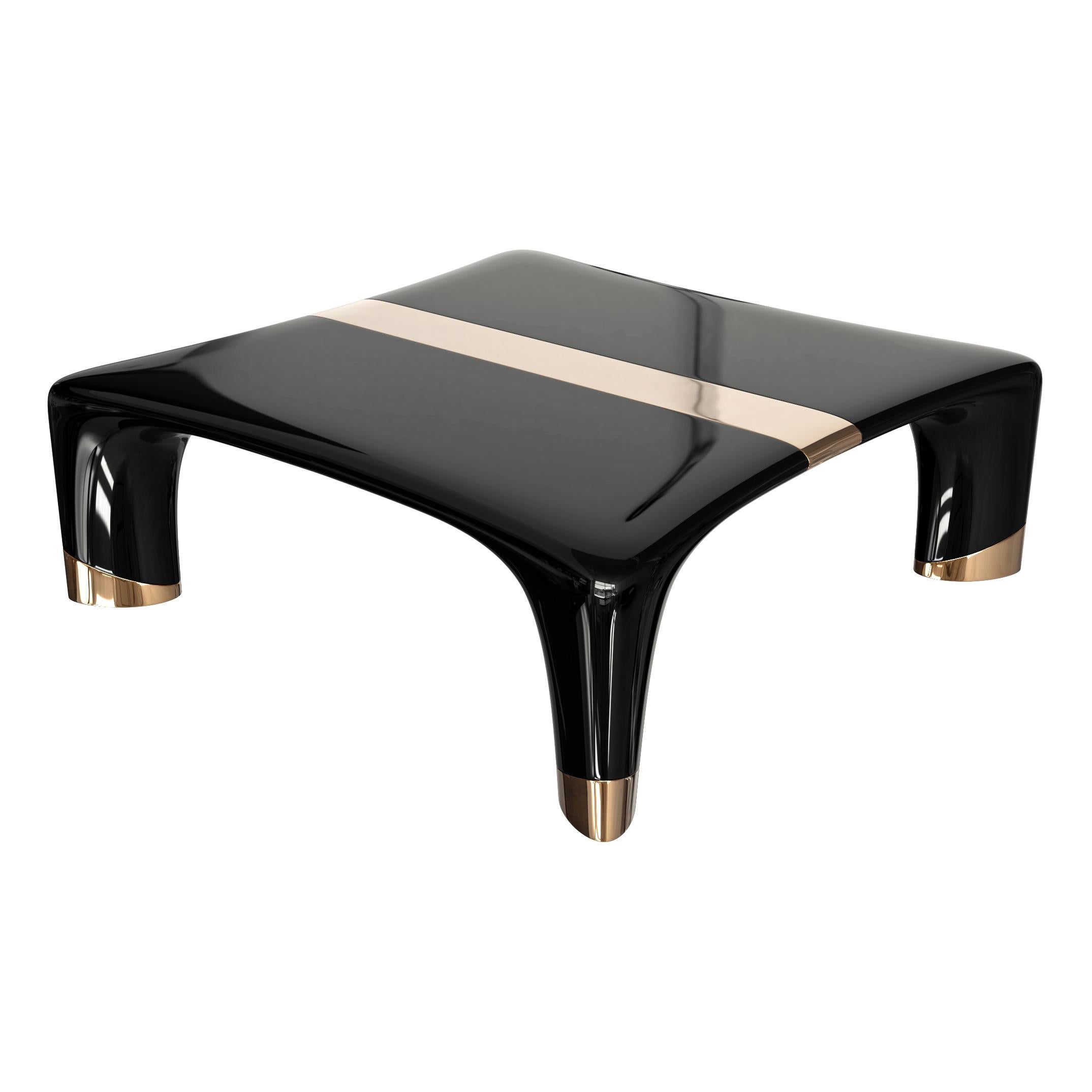 Table basse Perla avec détails en acier inoxydable et bronze, Istanbul en vente 1