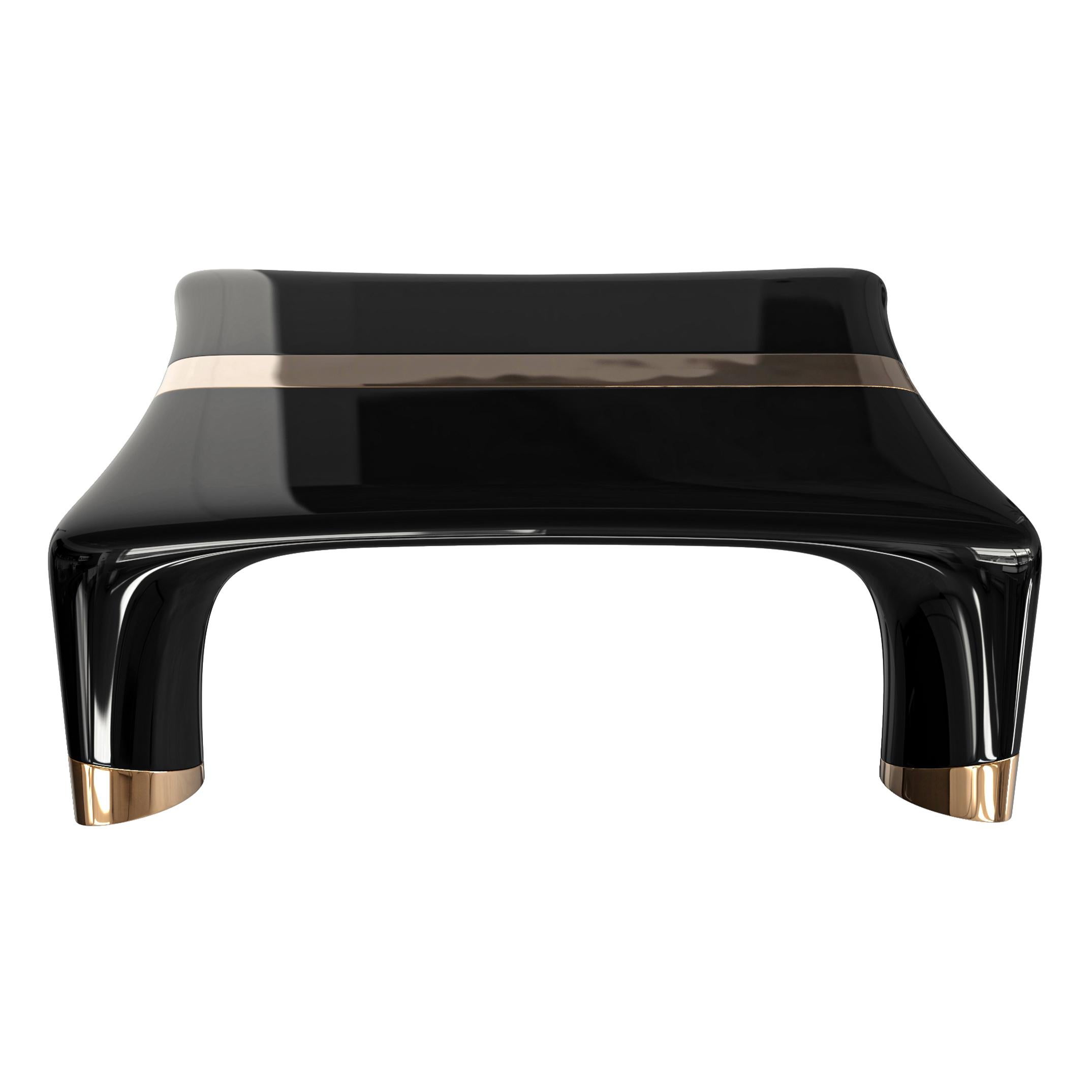Table basse Perla avec détails en acier inoxydable et bronze, Istanbul en vente 2