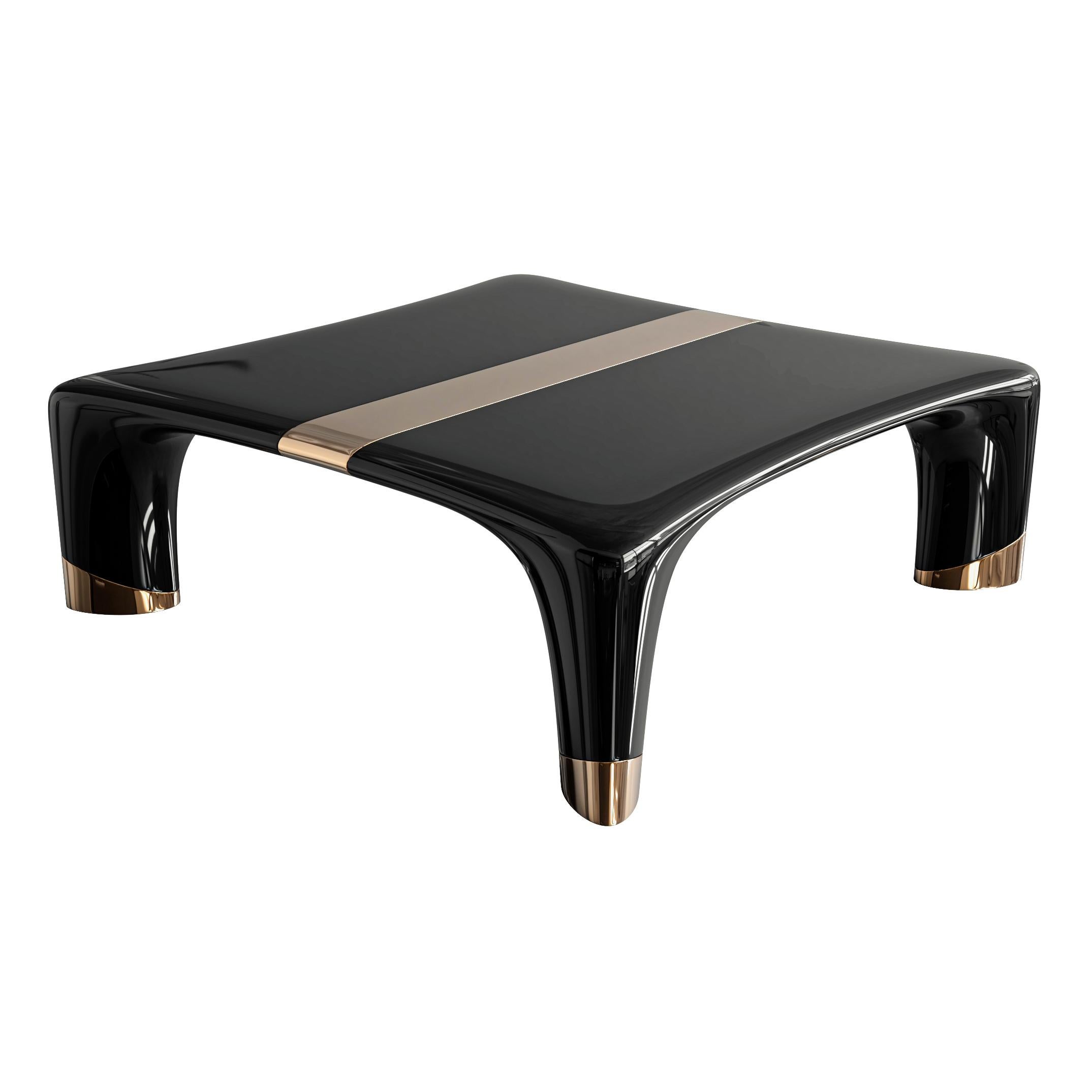 Table basse Perla avec détails en acier inoxydable et bronze, Istanbul en vente 3